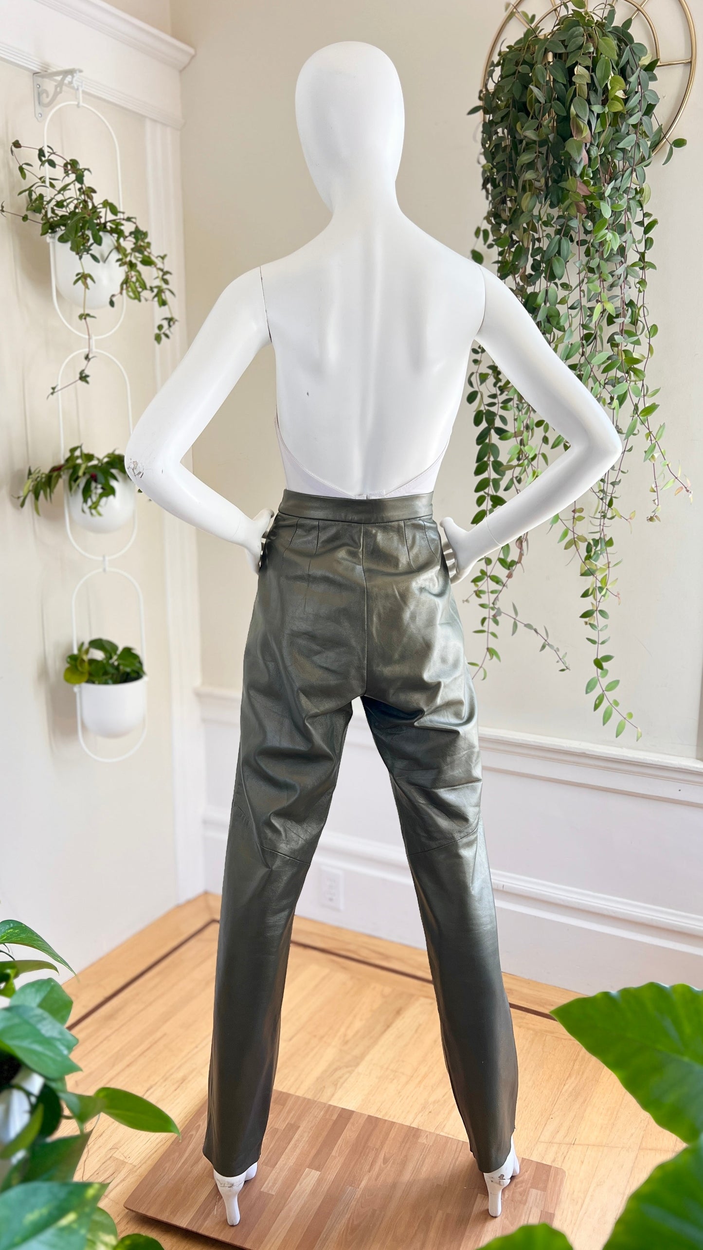 1980s Metallic Leather Pants | medium