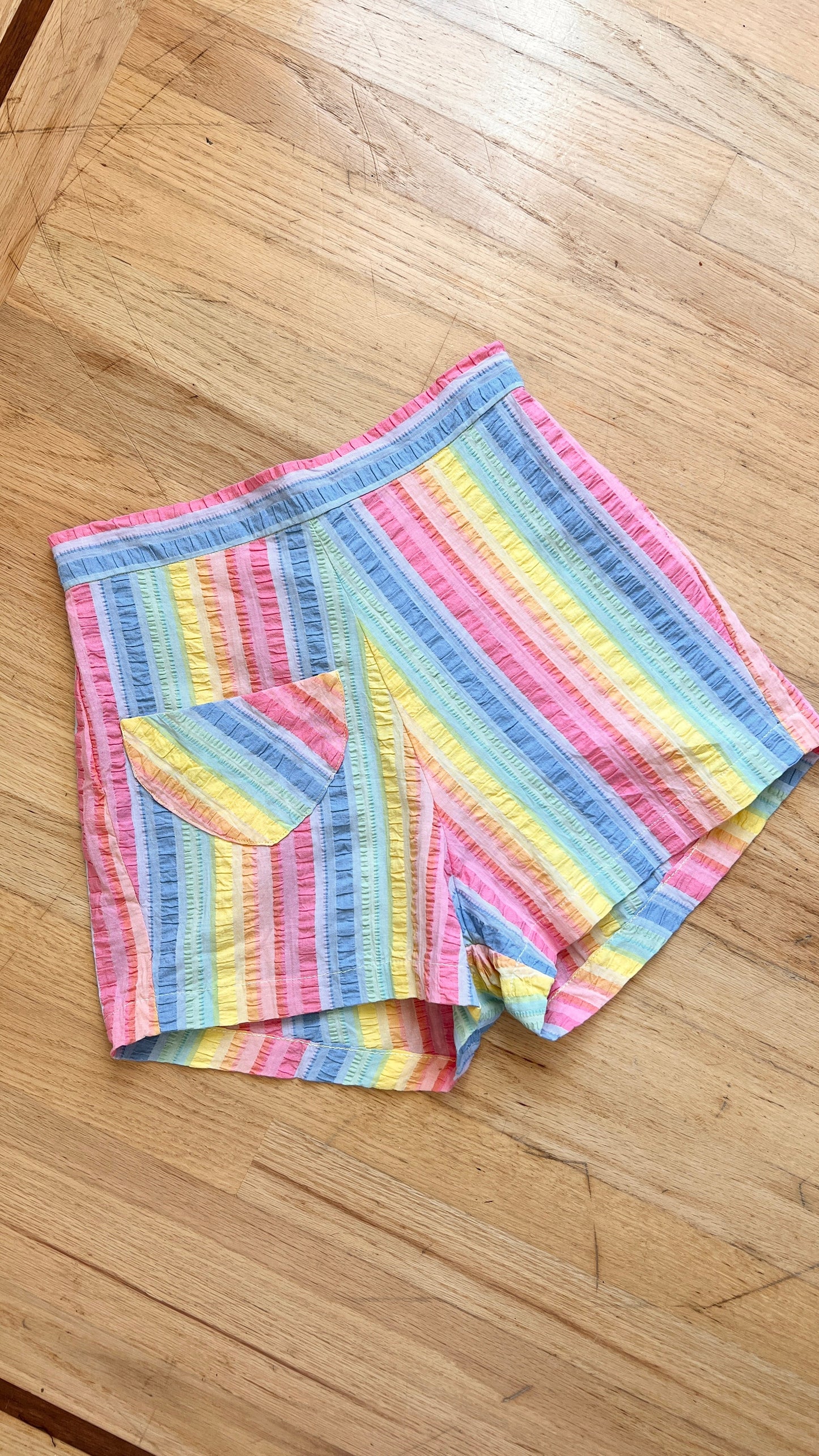 1940s 1950s Rainbow Striped Shorts | small