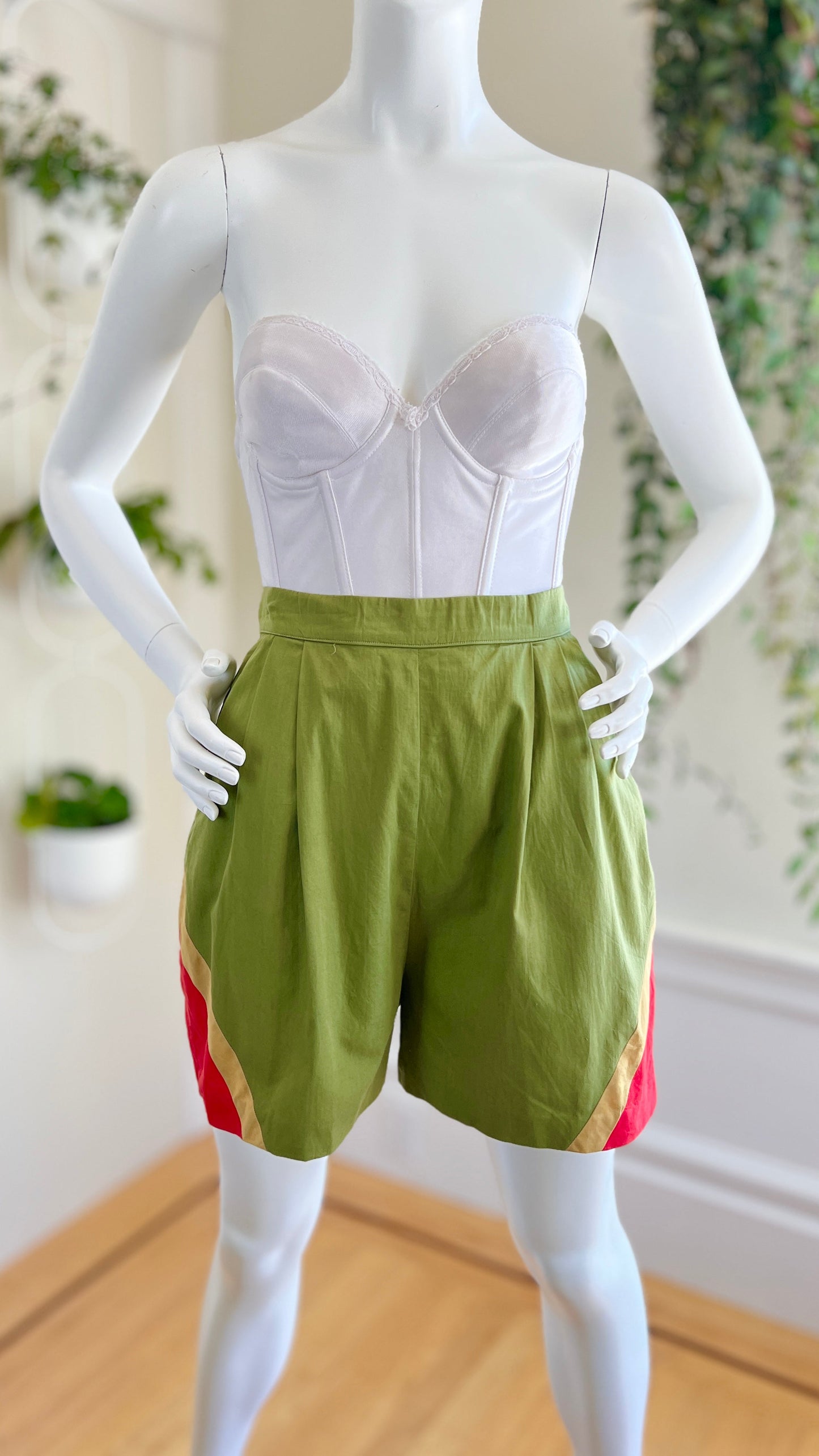 1940s 1950s Color Block Shorts | small