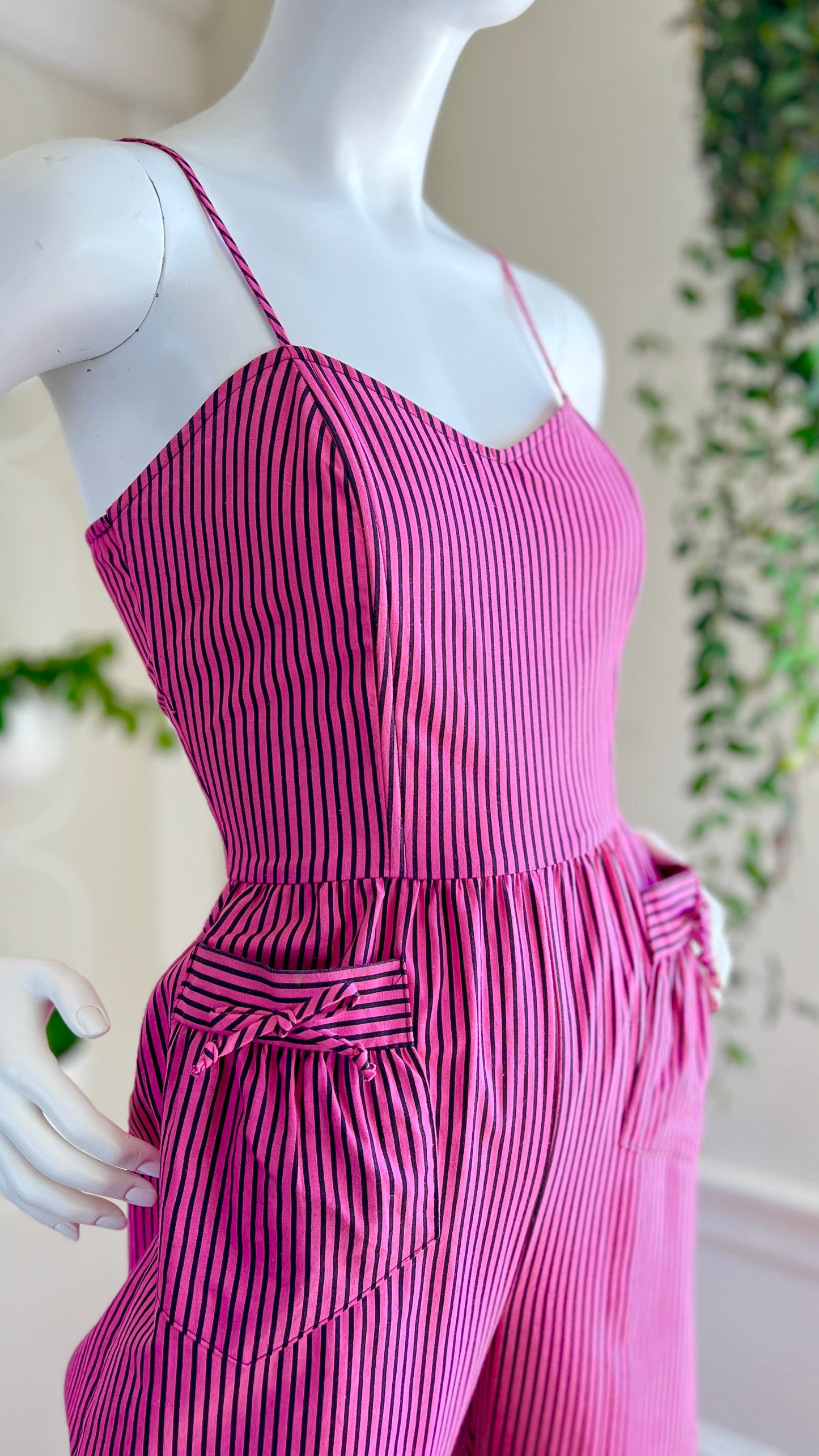 1970s Striped Sweetheart Jumpsuit | x-small/small