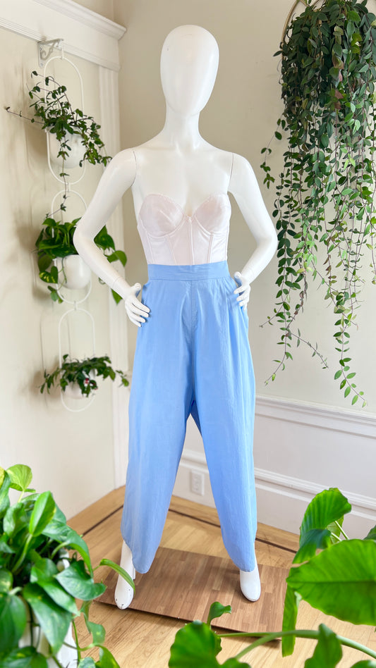 1940s Blue Cotton Pants | medium