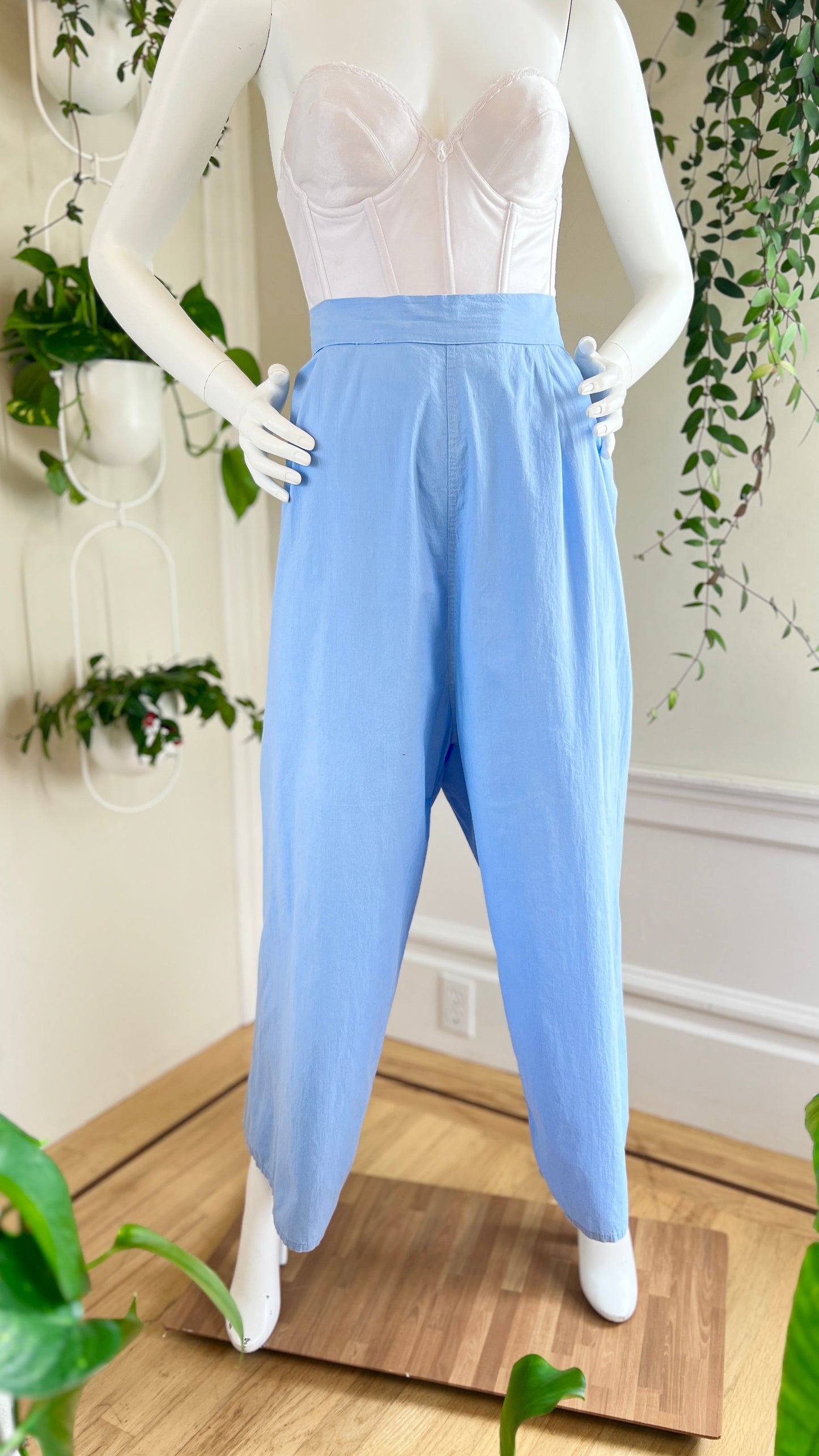 1940s Blue Cotton Pants | medium