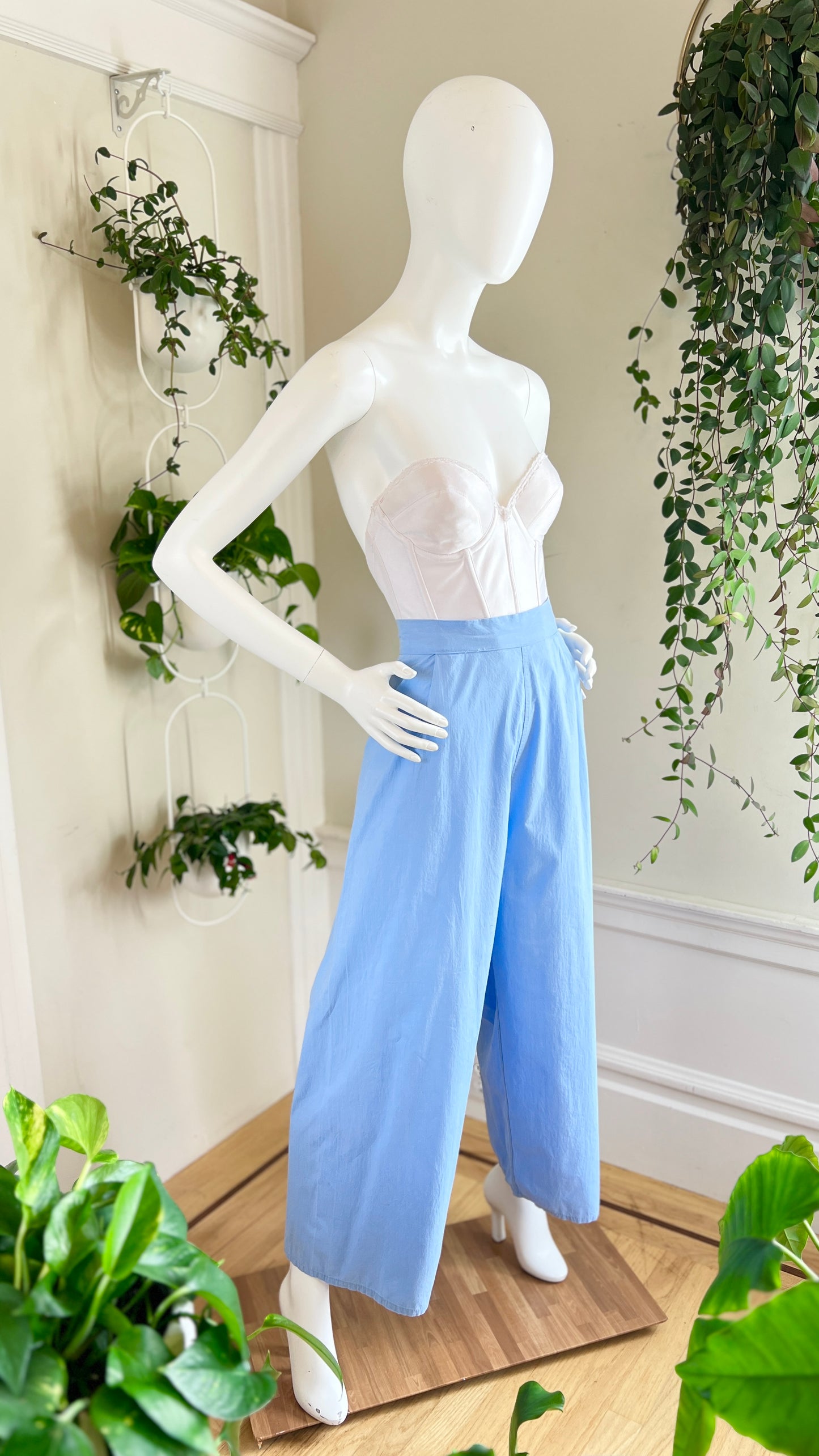 1940s Blue Cotton Pants | medium