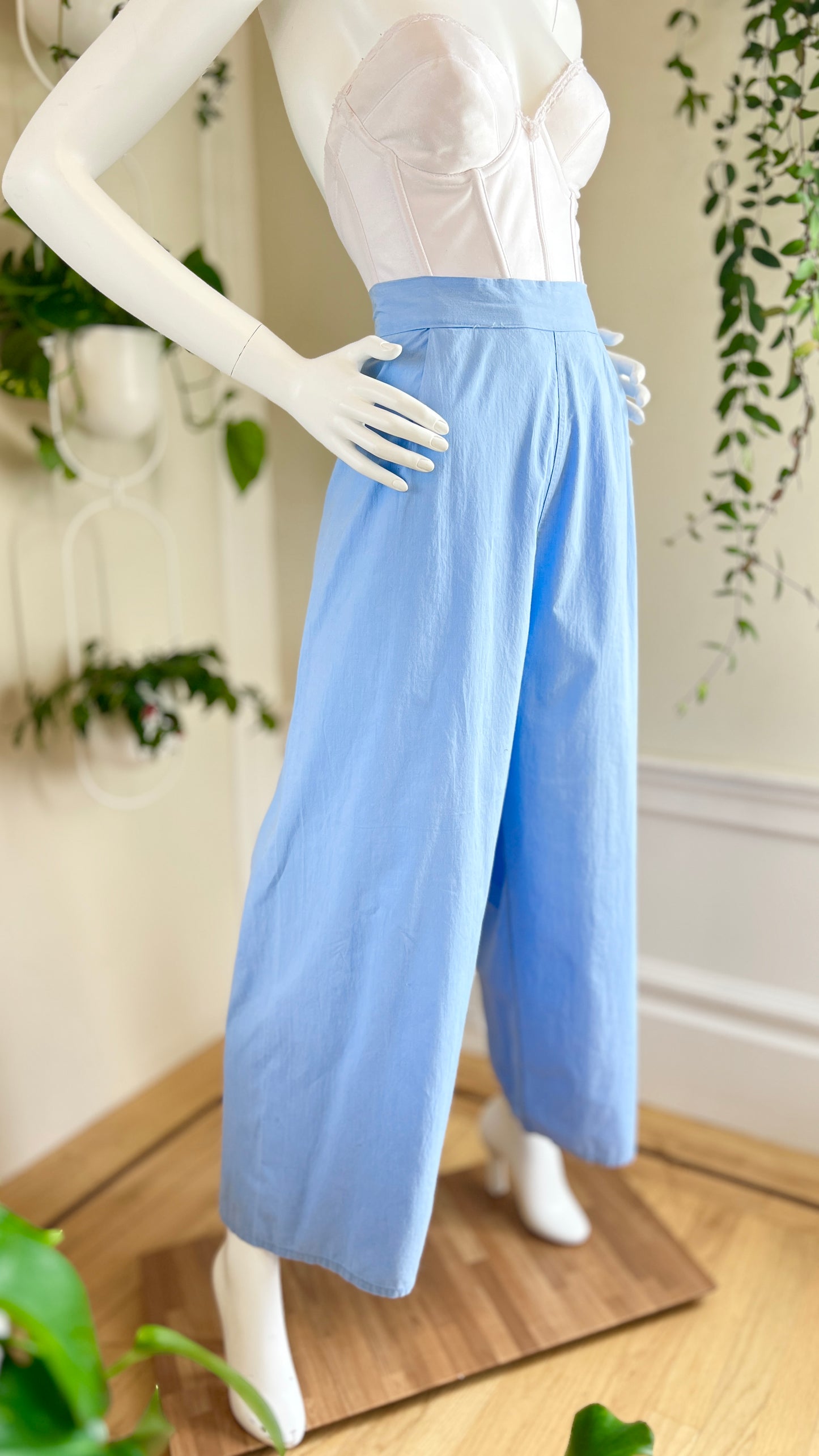 1940s Blue Cotton Pants | medium