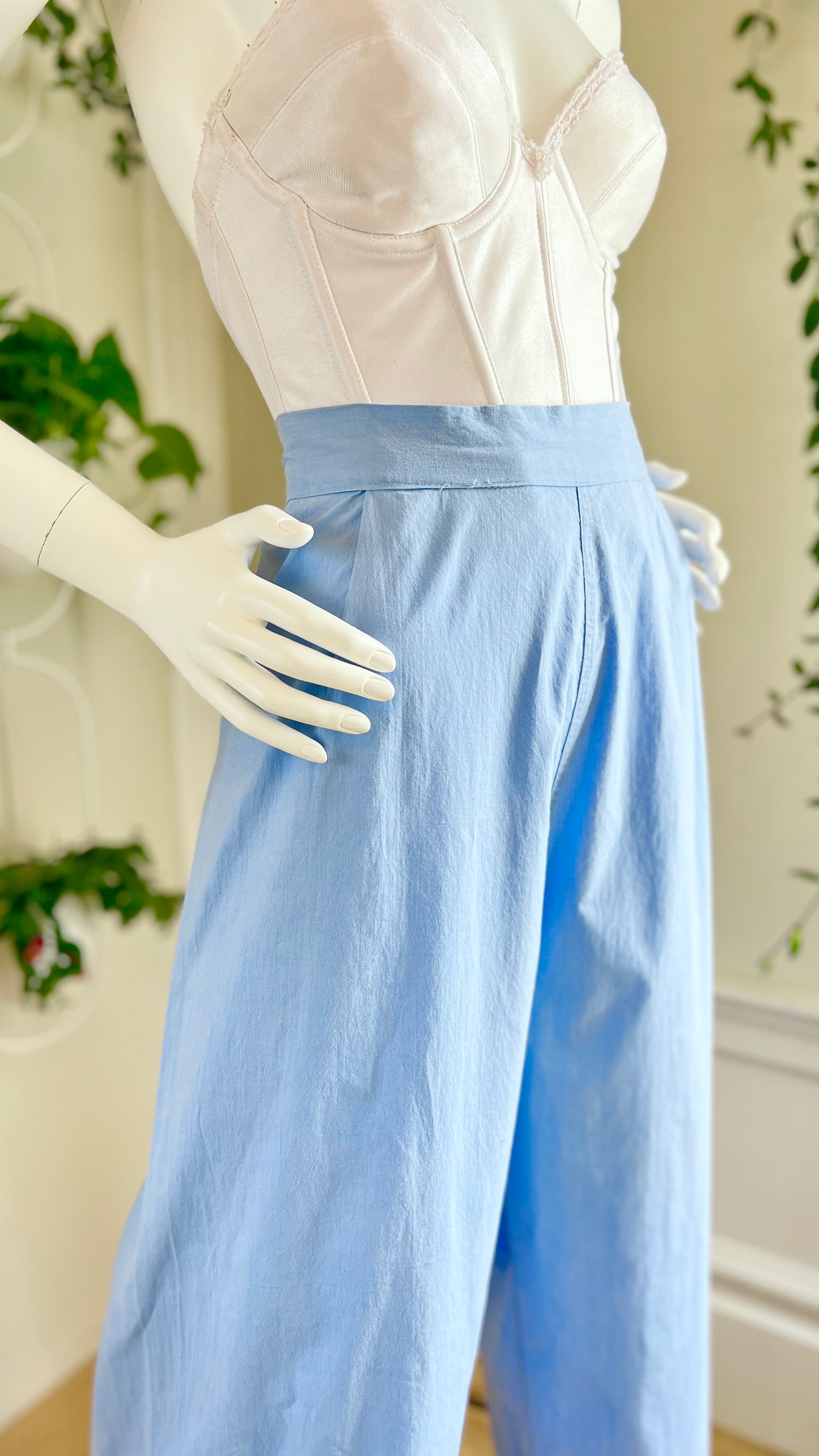 1940s Blue Cotton Pants | medium