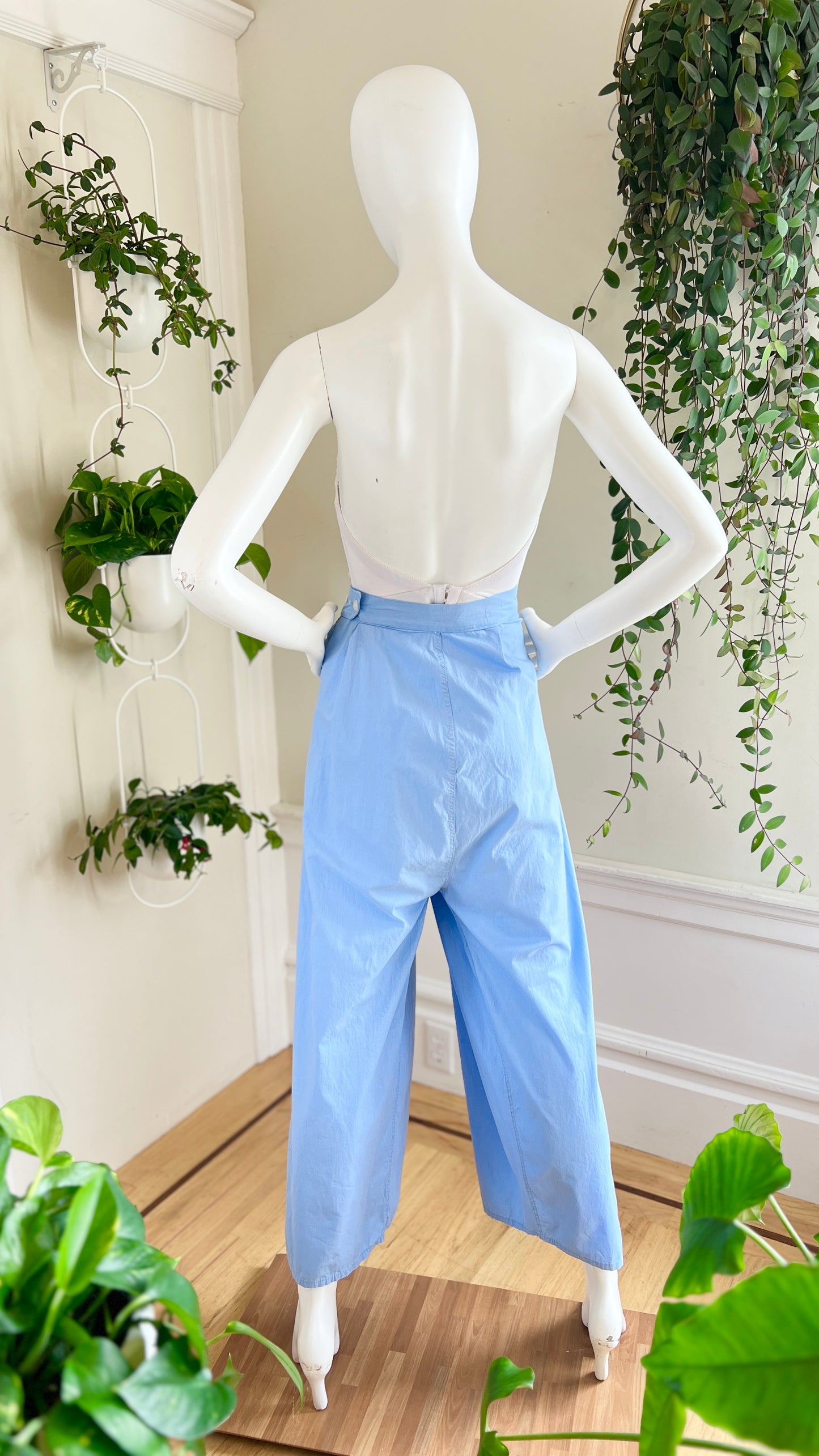 1940s Blue Cotton Pants | medium