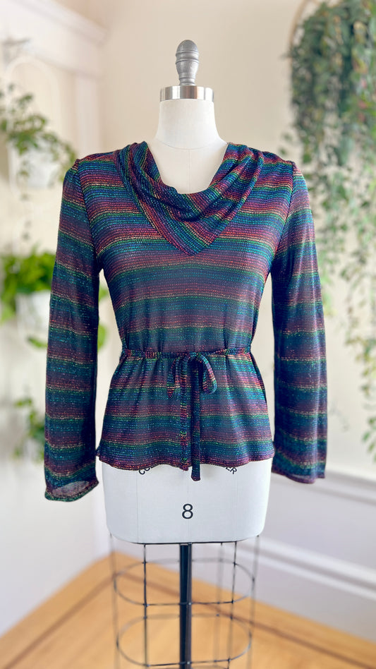 1970s Metallic Rainbow Blouse | small