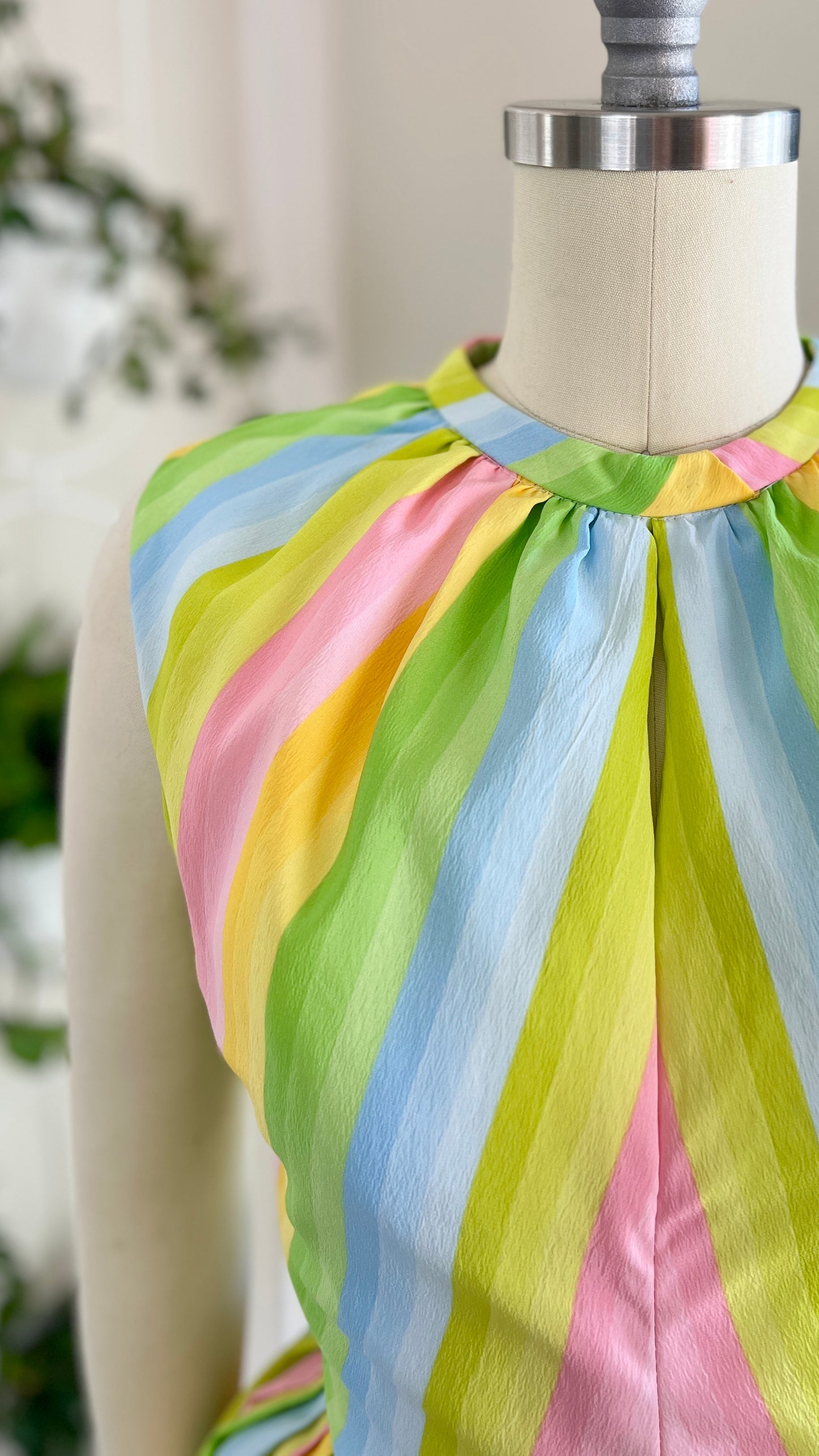 1960s Pastel Striped Sundress | x-small