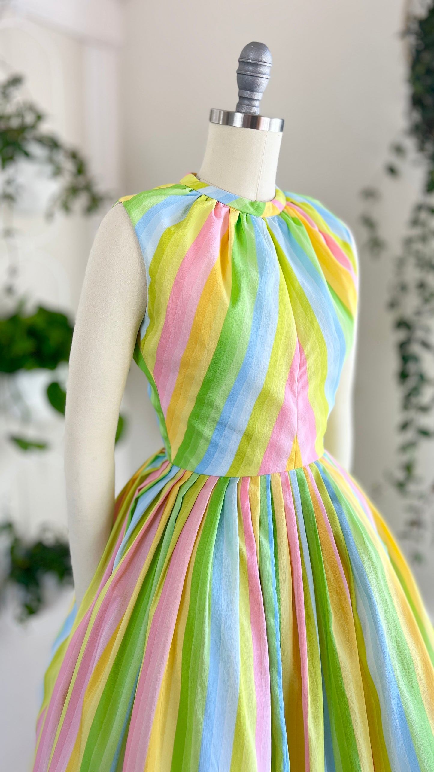 1960s Pastel Striped Sundress | x-small