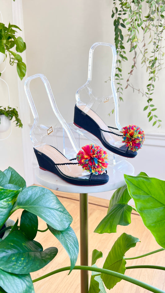 Modern CHARLOTTE OLYMPIA 1940s Style Pom Pon Wedges | size US 7