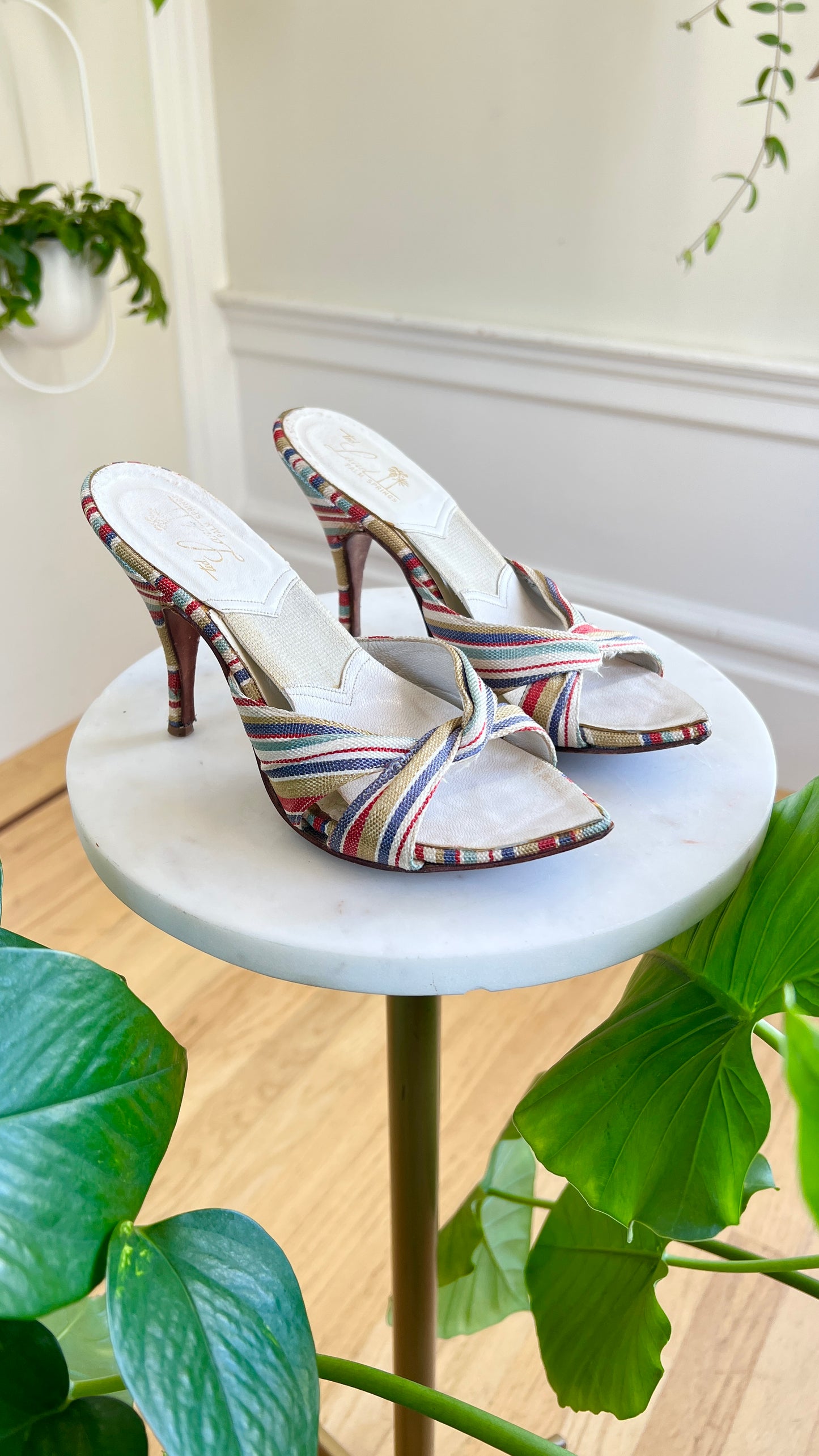 1950s Striped Spring-o-lator Stilettos | size US 5.5