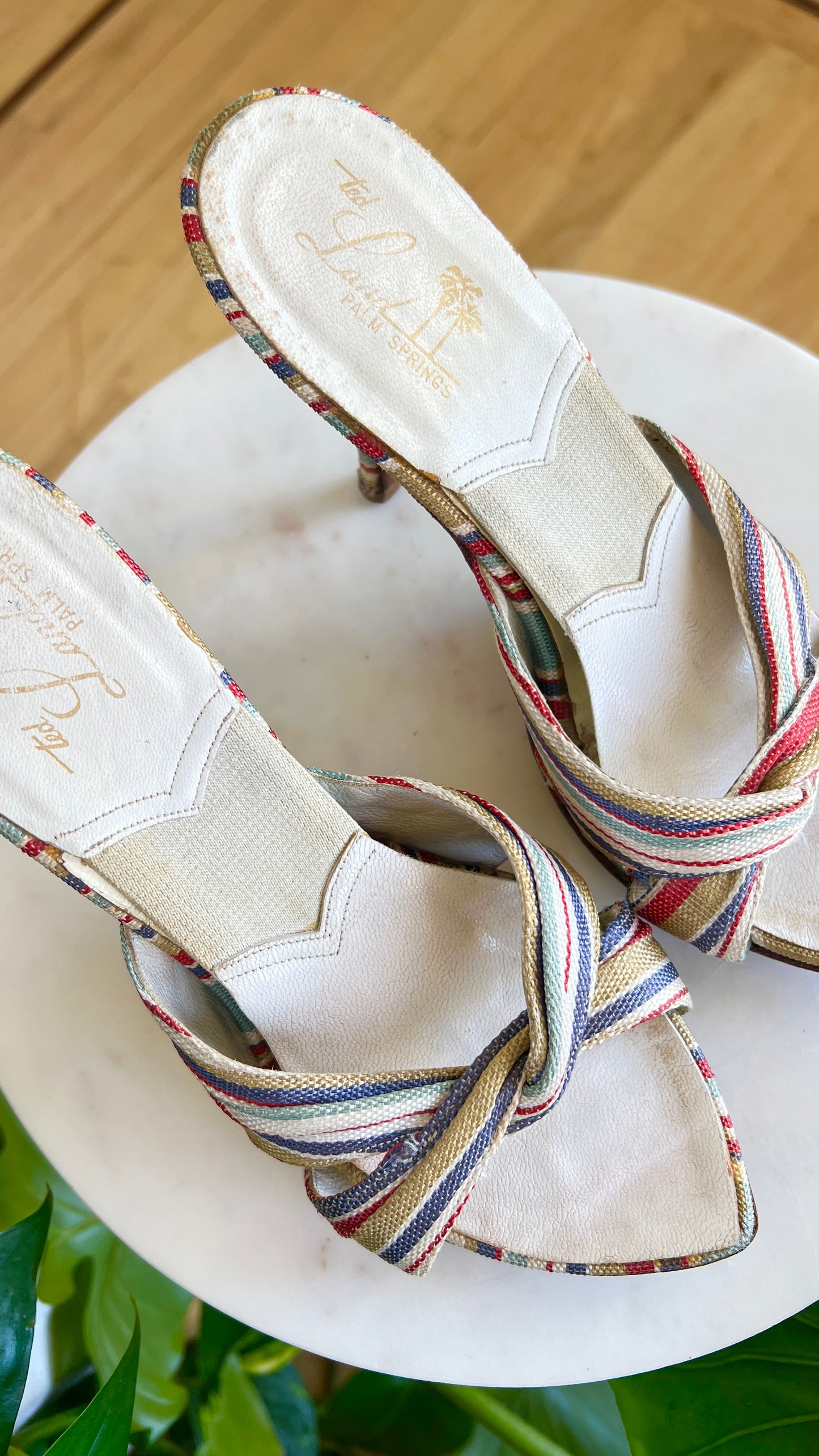 1950s Striped Spring-o-lator Stilettos | size US 5.5