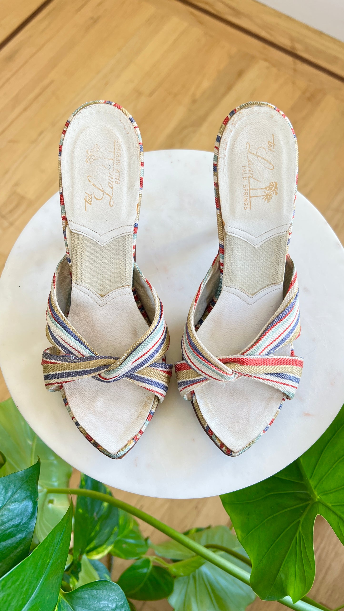 1950s Striped Spring-o-lator Stilettos | size US 5.5