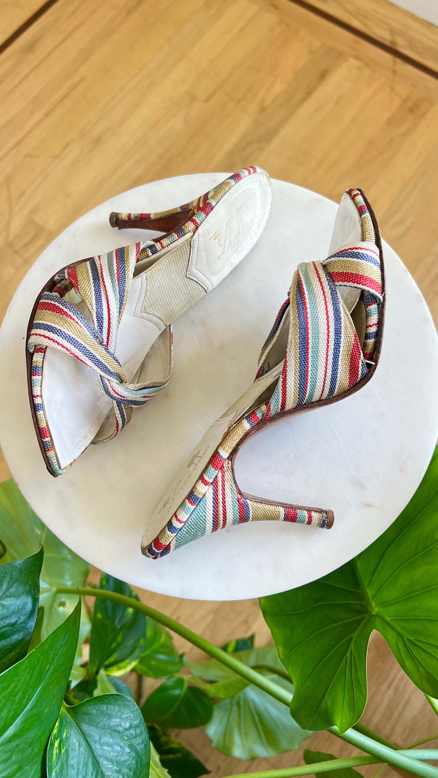 1950s Striped Spring-o-lator Stilettos | size US 5.5