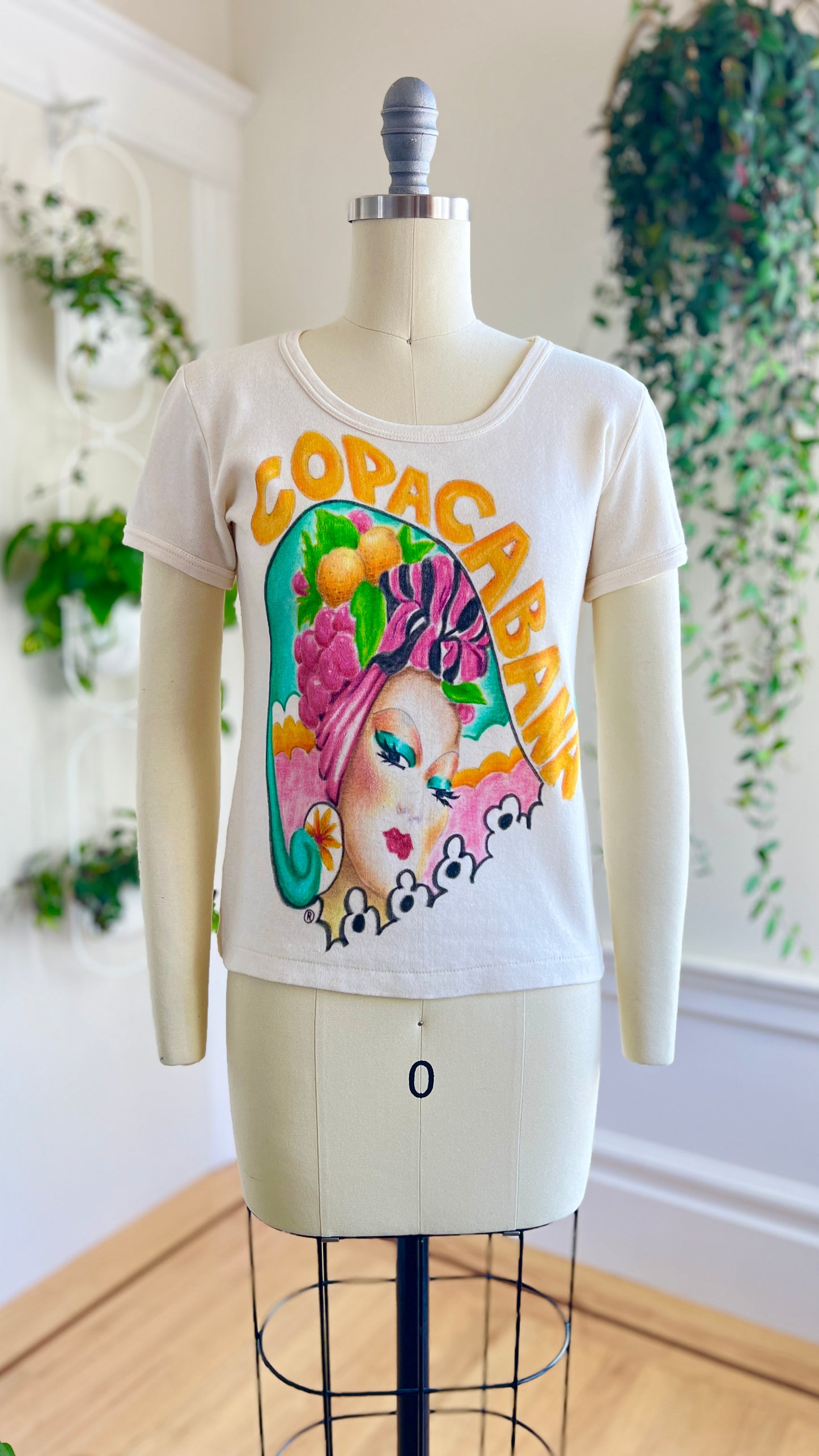 1970s Copacabana Hand Painted T-Shirt | x-small/small