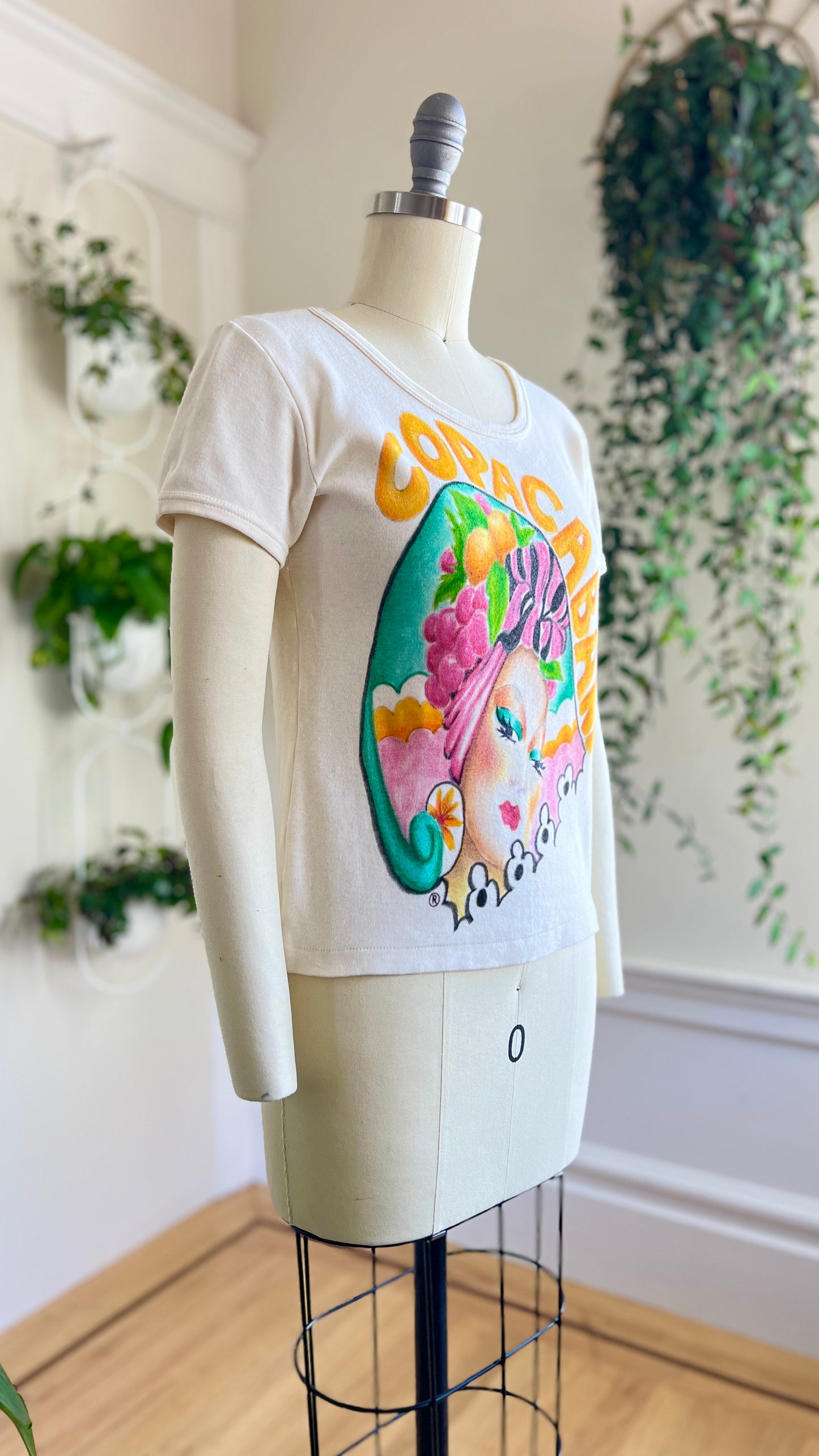 1970s Copacabana Hand Painted T-Shirt | x-small/small