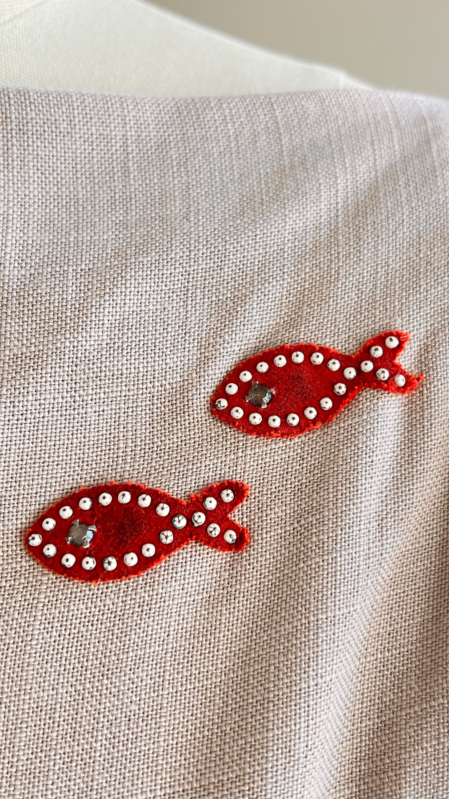 1950s Fish Appliqué Linen Dress Set | small