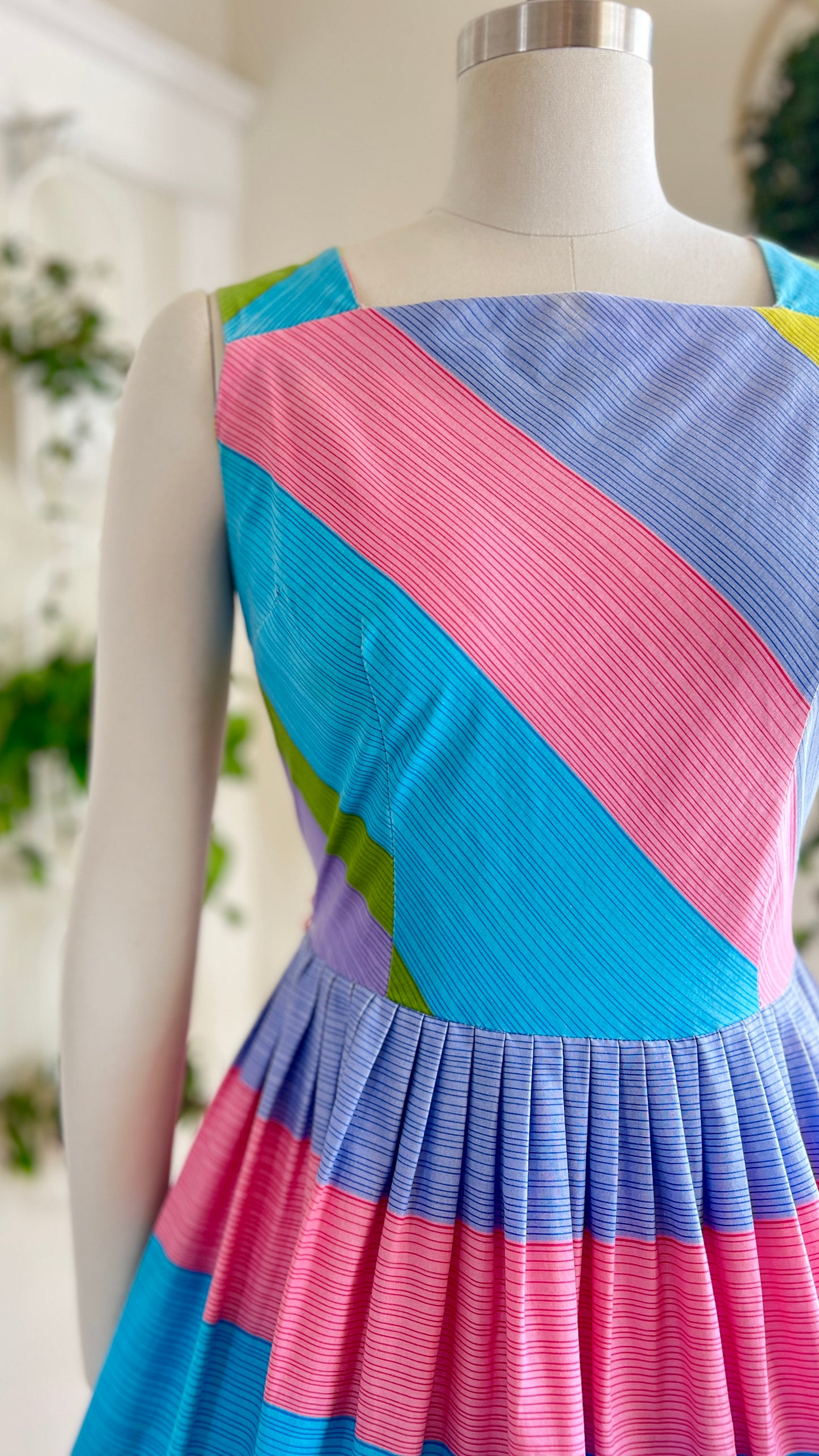 1950s Colorful Striped Cotton Sundress | medium