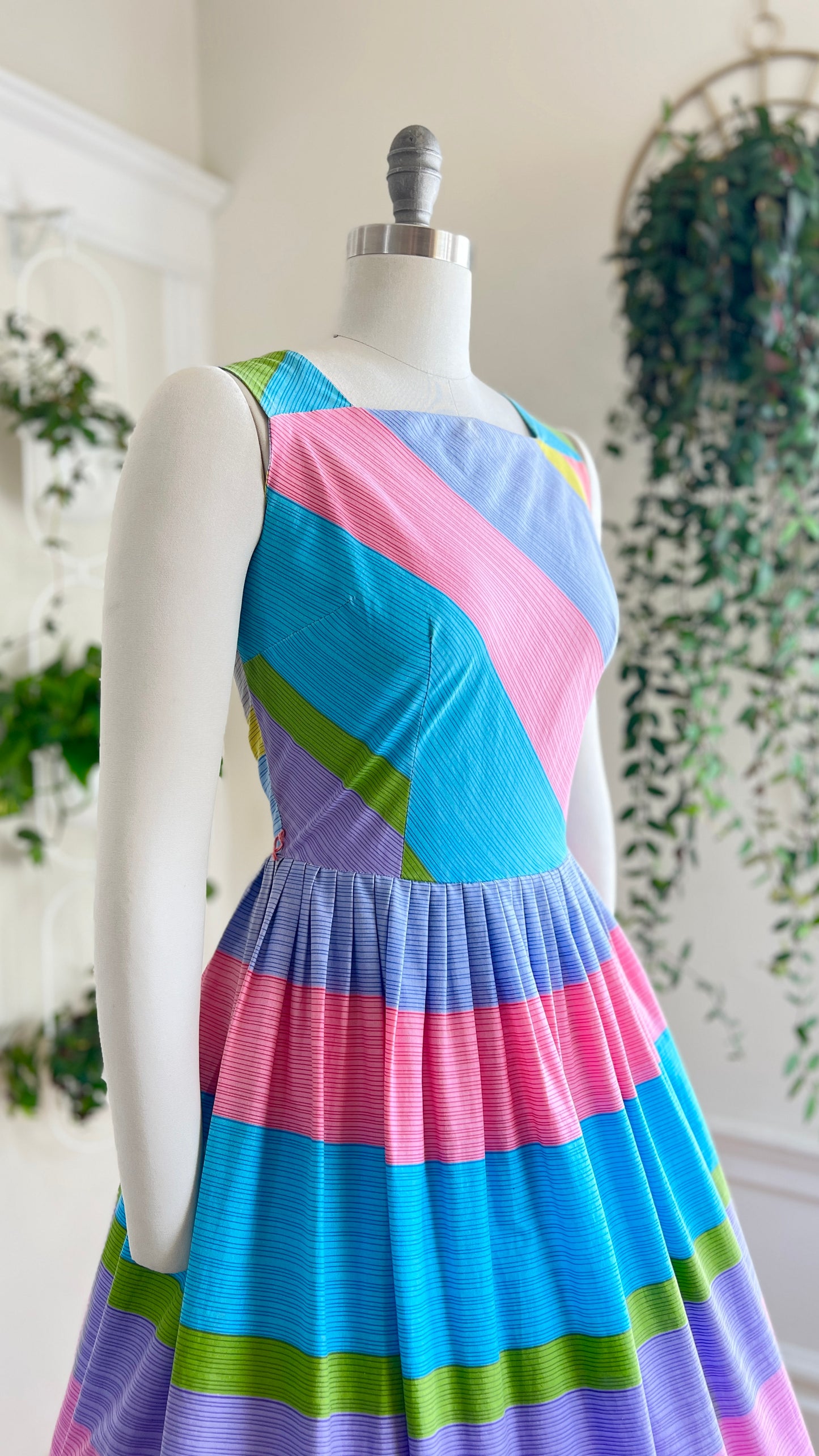 1950s Colorful Striped Cotton Sundress | medium