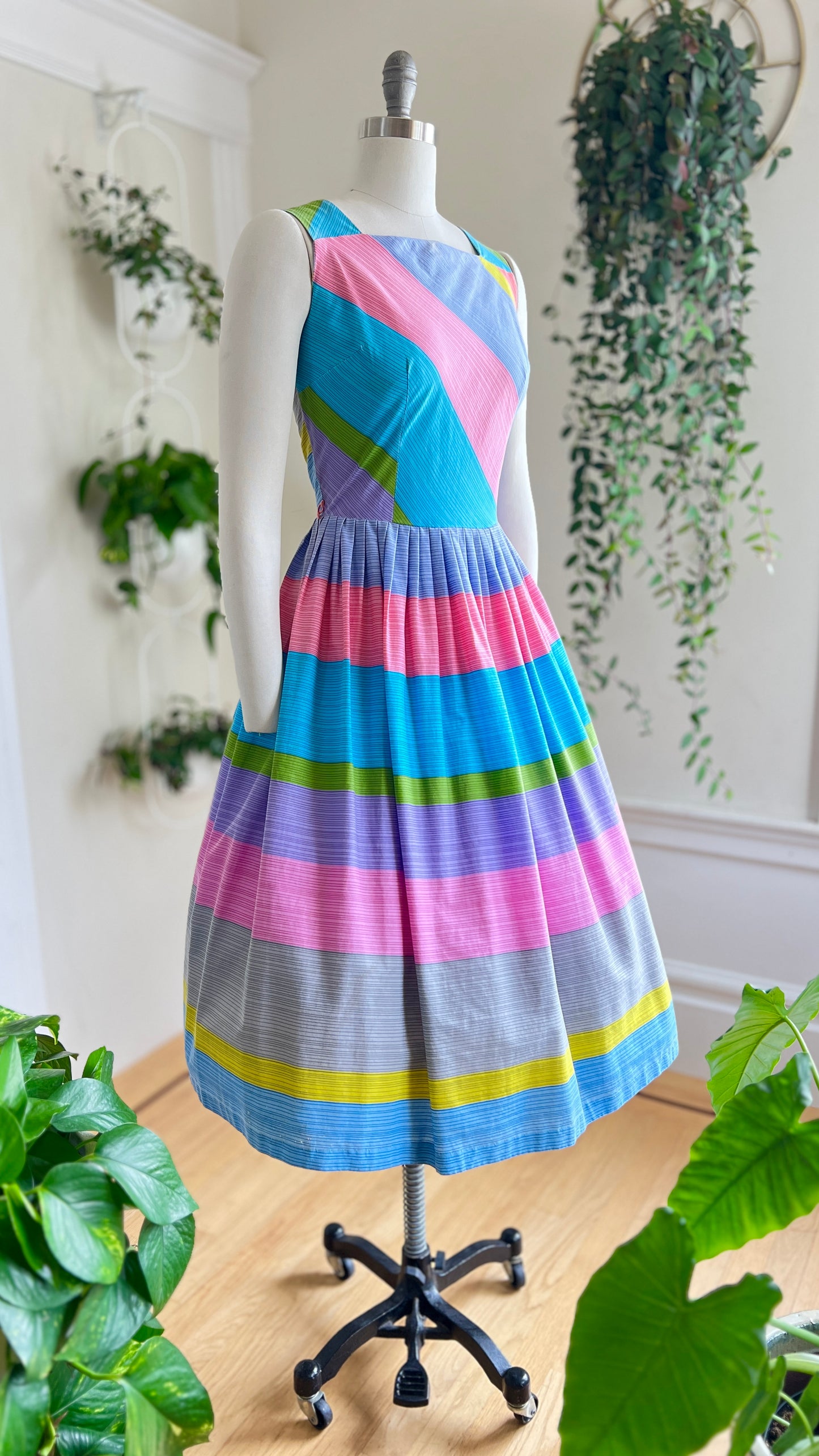 1950s Colorful Striped Cotton Sundress | medium