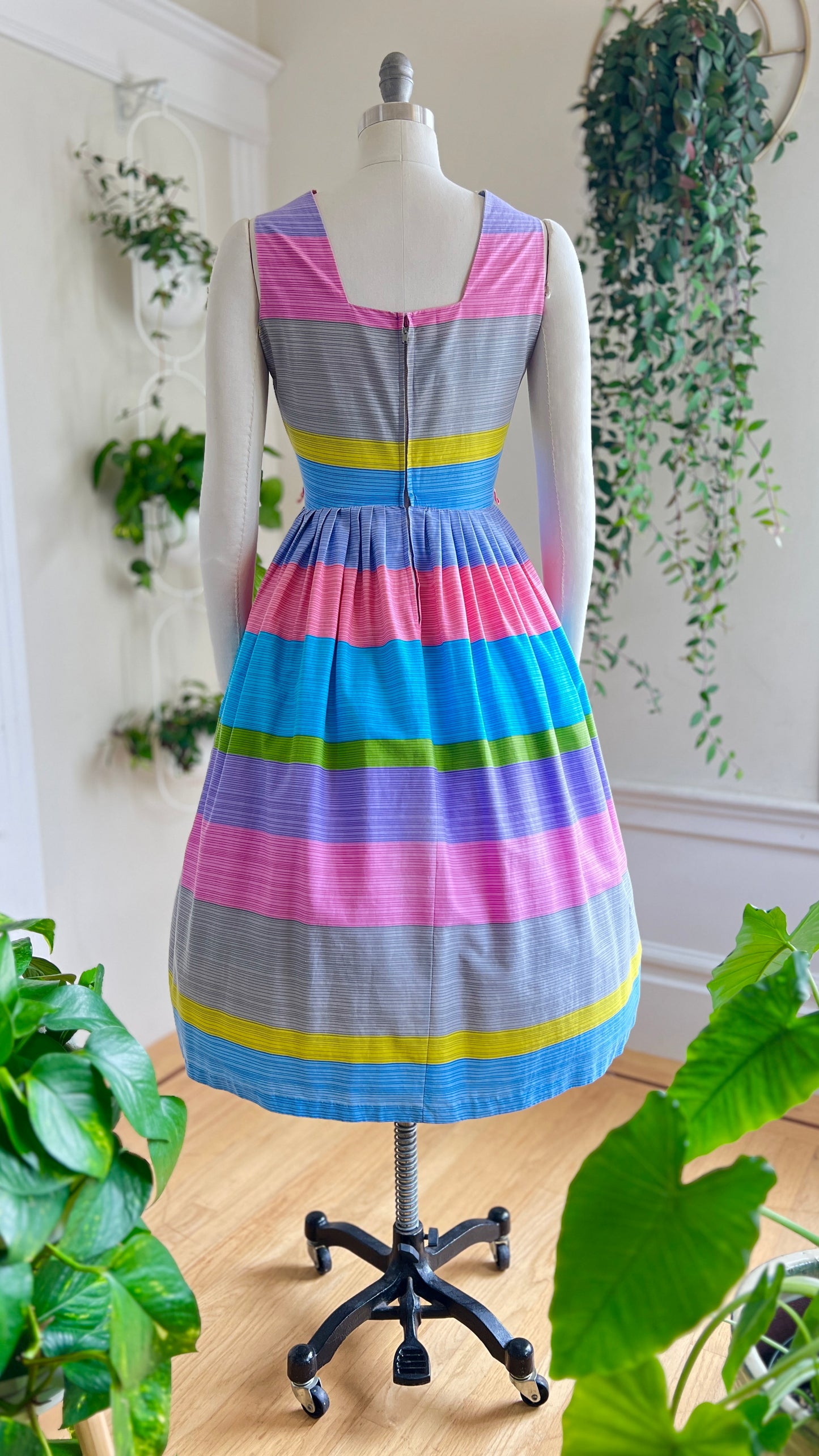 1950s Colorful Striped Cotton Sundress | medium