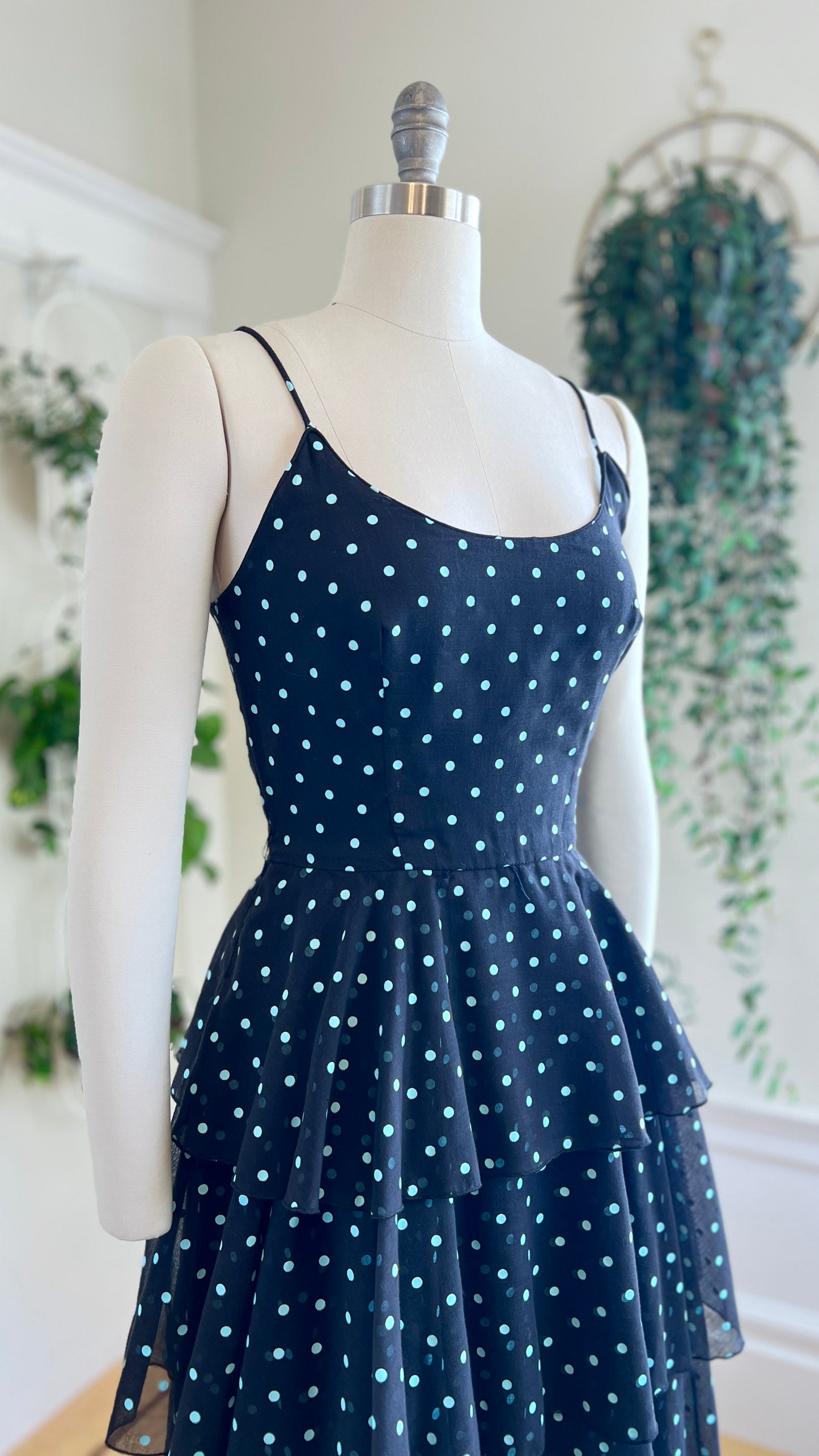 1970s Polka Dot Tiered Sundress | small/medium