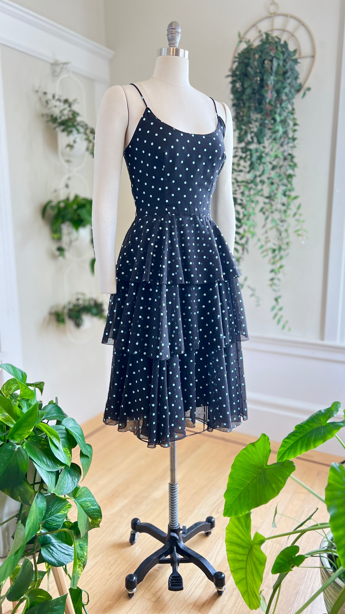 1970s Polka Dot Tiered Sundress | small/medium