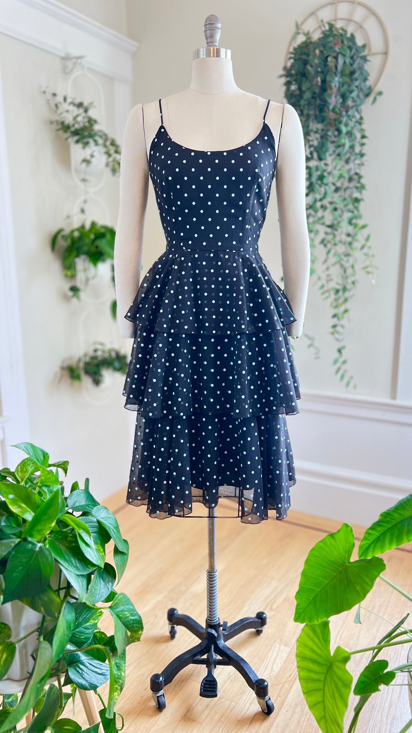 1970s Polka Dot Tiered Sundress | small/medium