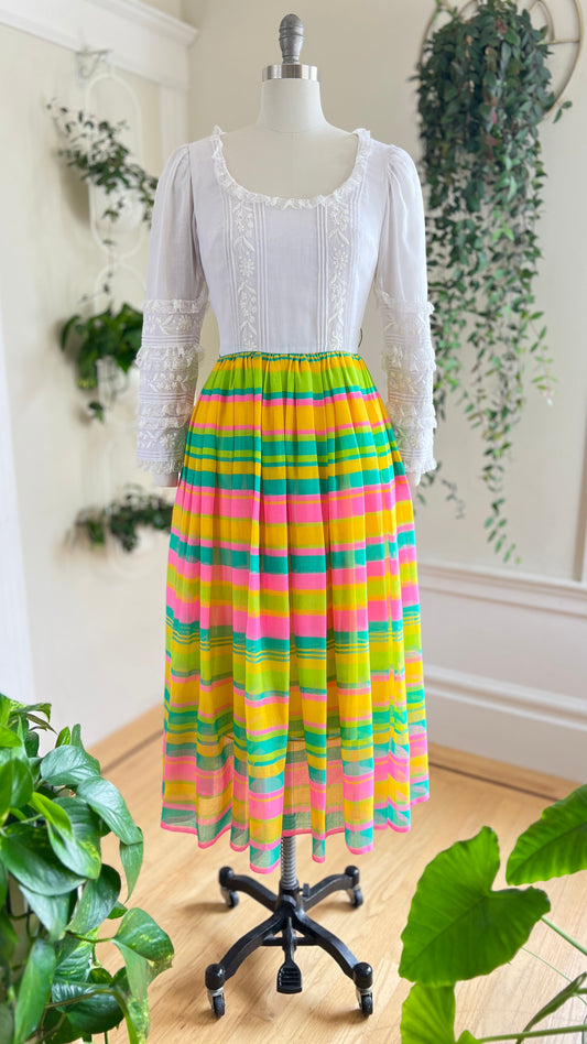 1960s 1970s Colorful Striped Maxi Dress | small/medium