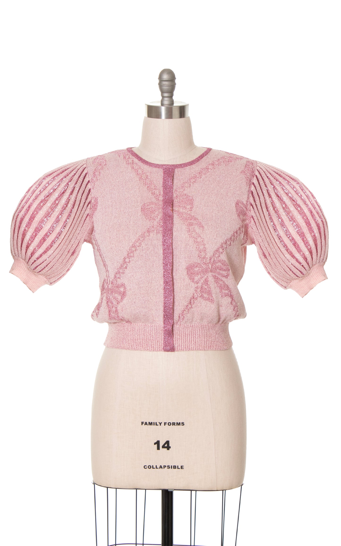 1980s Metallic Pink Balloon Sleeve Sweater Top | medium/large