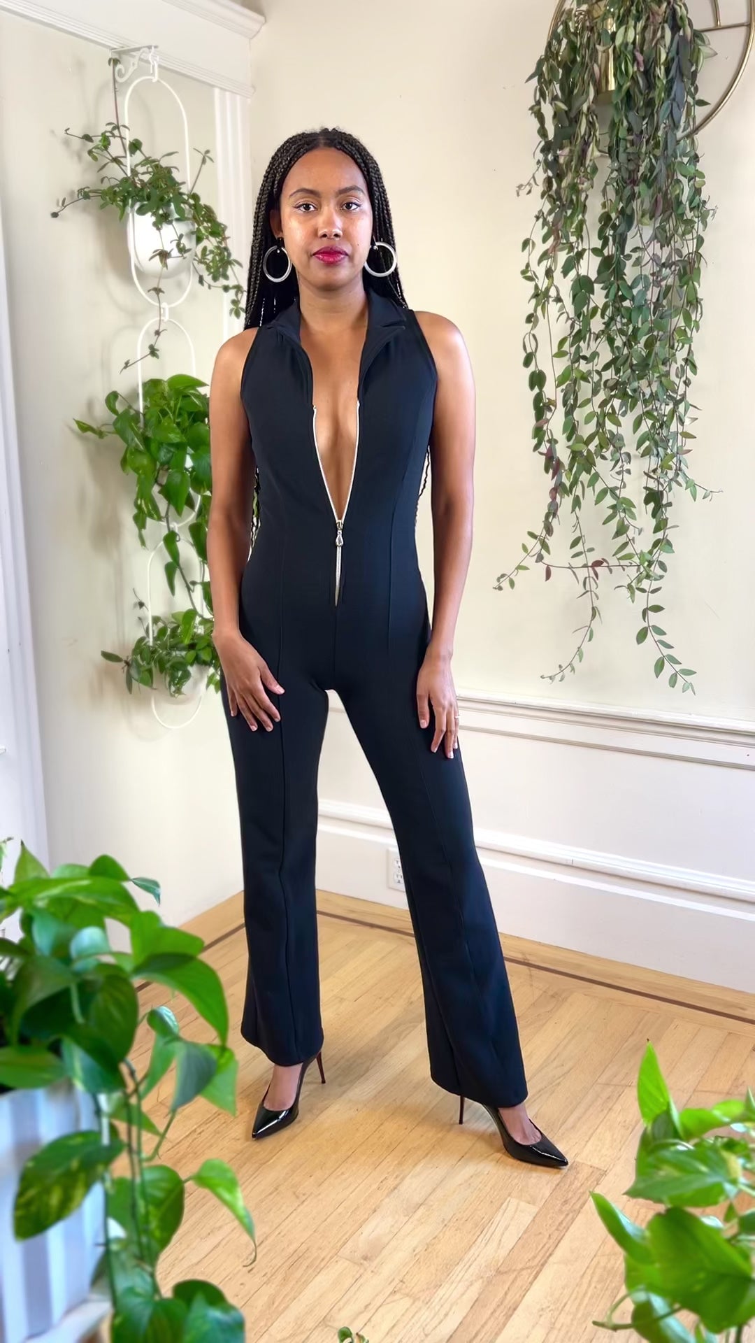 1990s Stretchy Black Jumpsuit | x-small/small – Birthday Life Vintage