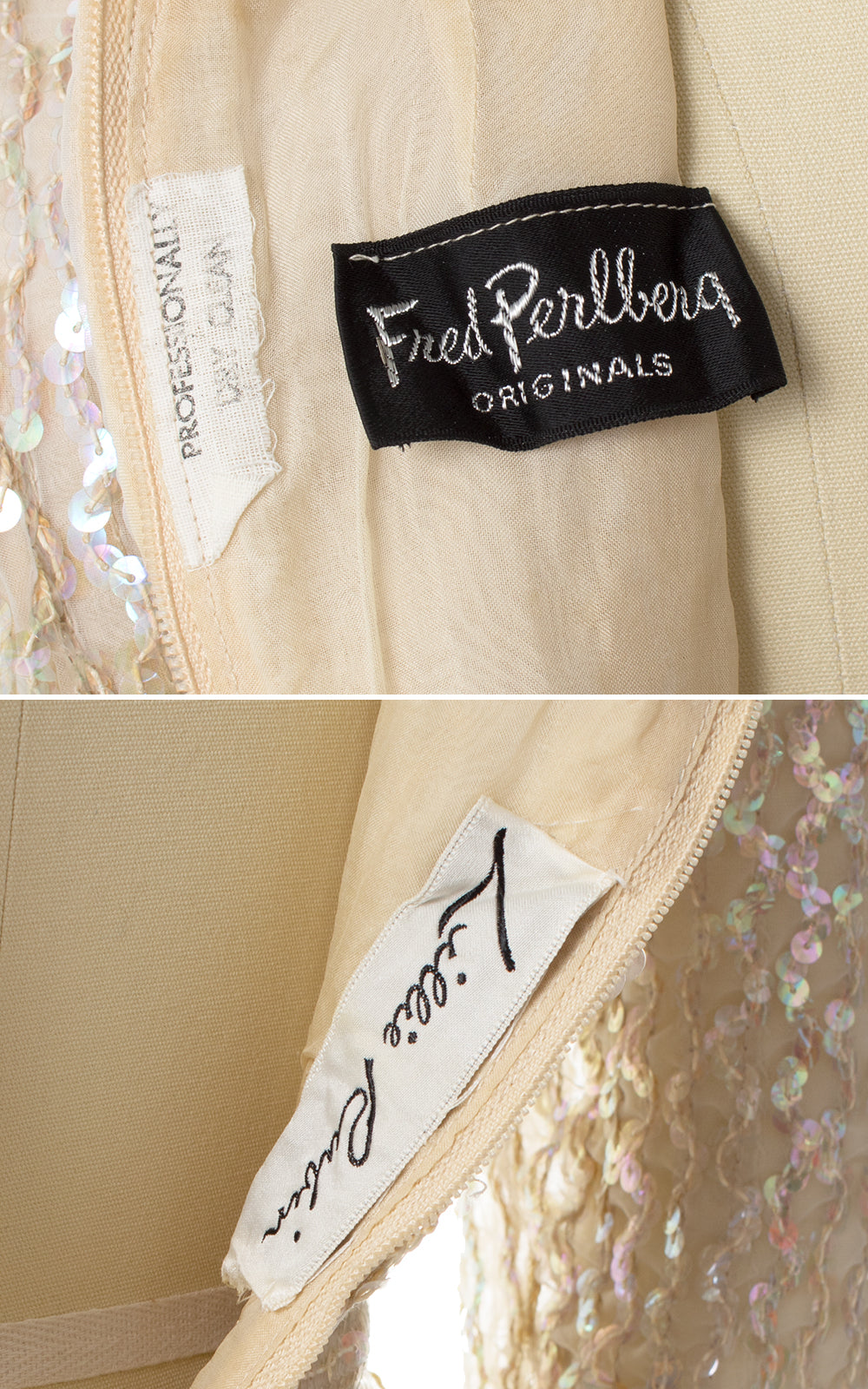 1960s Fred Perlberg Sequin & Silk Chiffon Gown