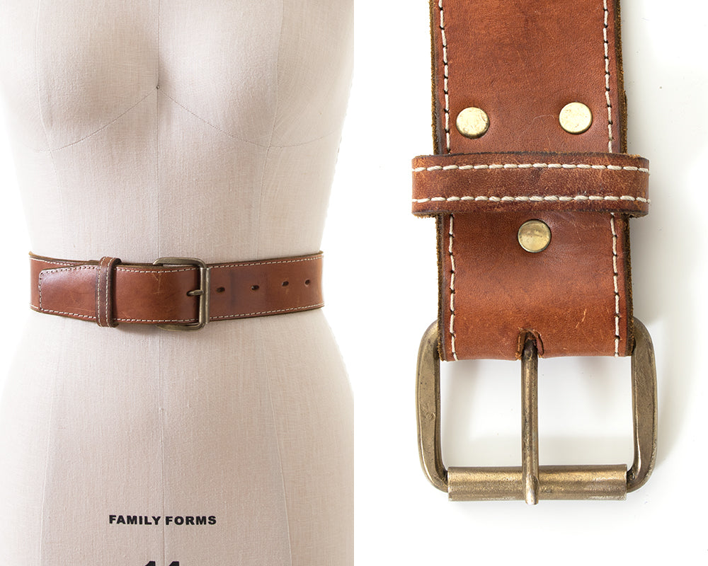 1970s Thick Leather Cinch Belt