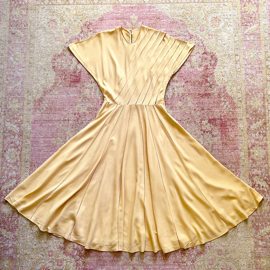 [AS-IS] 1940s Rayon Crepe Buttercup Dress | small