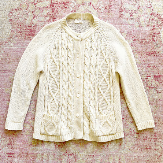 [AS-IS] 1970s Cable Knit Cardigan | medium/large