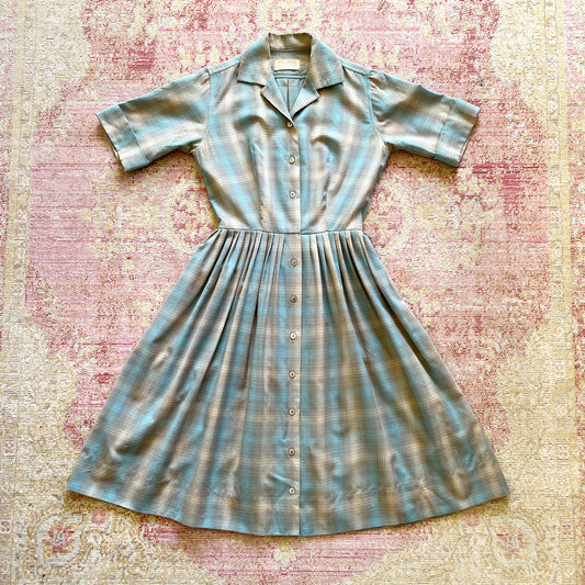 [AS-IS] 1950s Pendleton Plaid Wool Dress | small