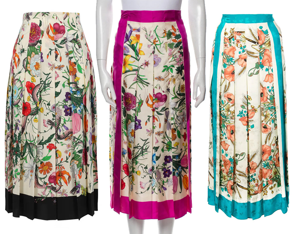 1980s Floral Accordion Pleated Skirt | x-small/small/medium