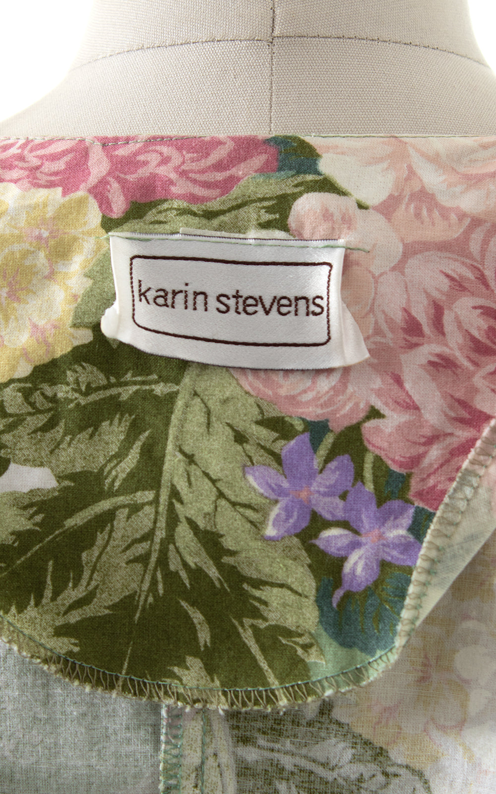 1980s Karin Stevens Rose Puff Sleeve Blouse BirthdayLifeVintage