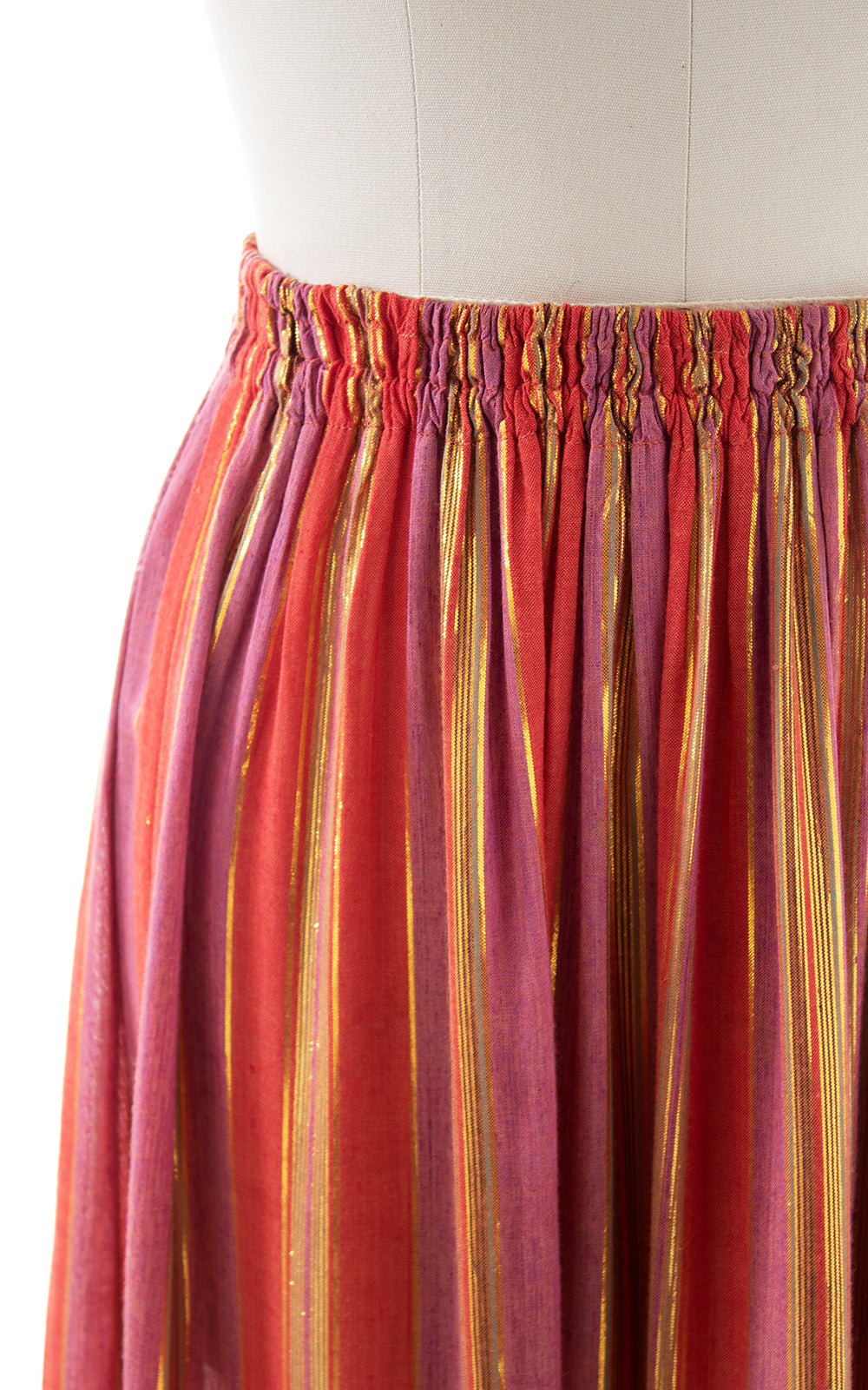 1970s Metallic Striped Tiered Prairie Skirt | xs-xl