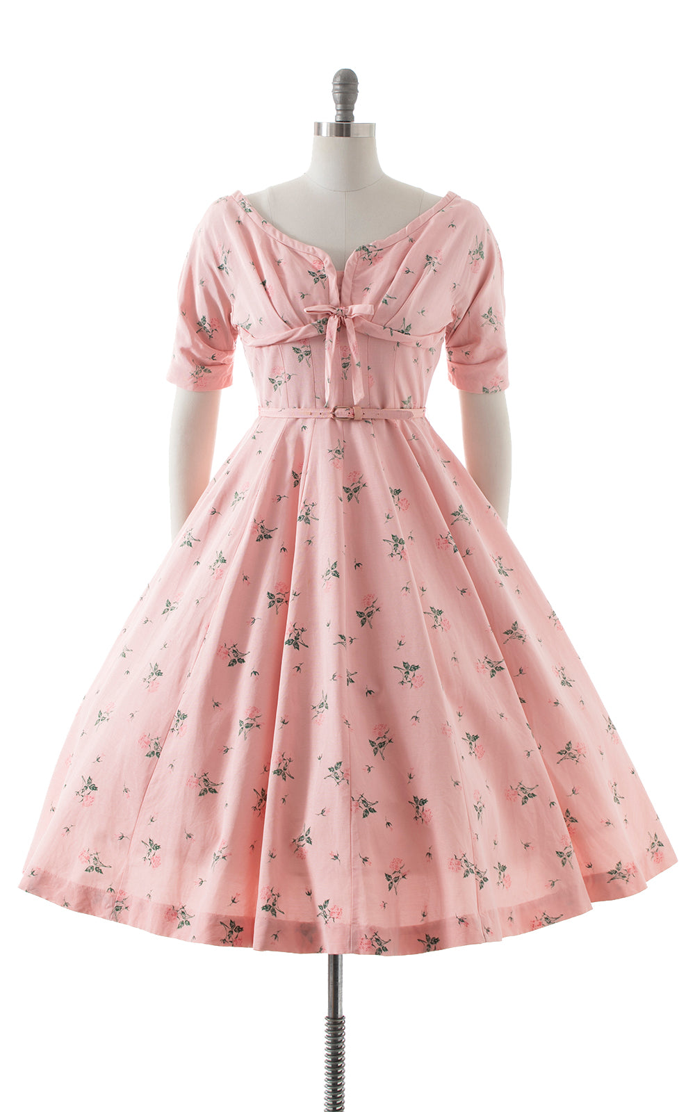 1950s Pink Rose Dress with Pockets | medium 1950s Pink Rose Dress with Pockets | medium
