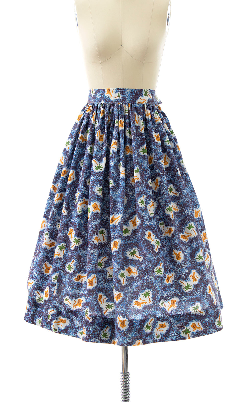 1950s Lions & Palm Trees Novelty Print Skirt | small