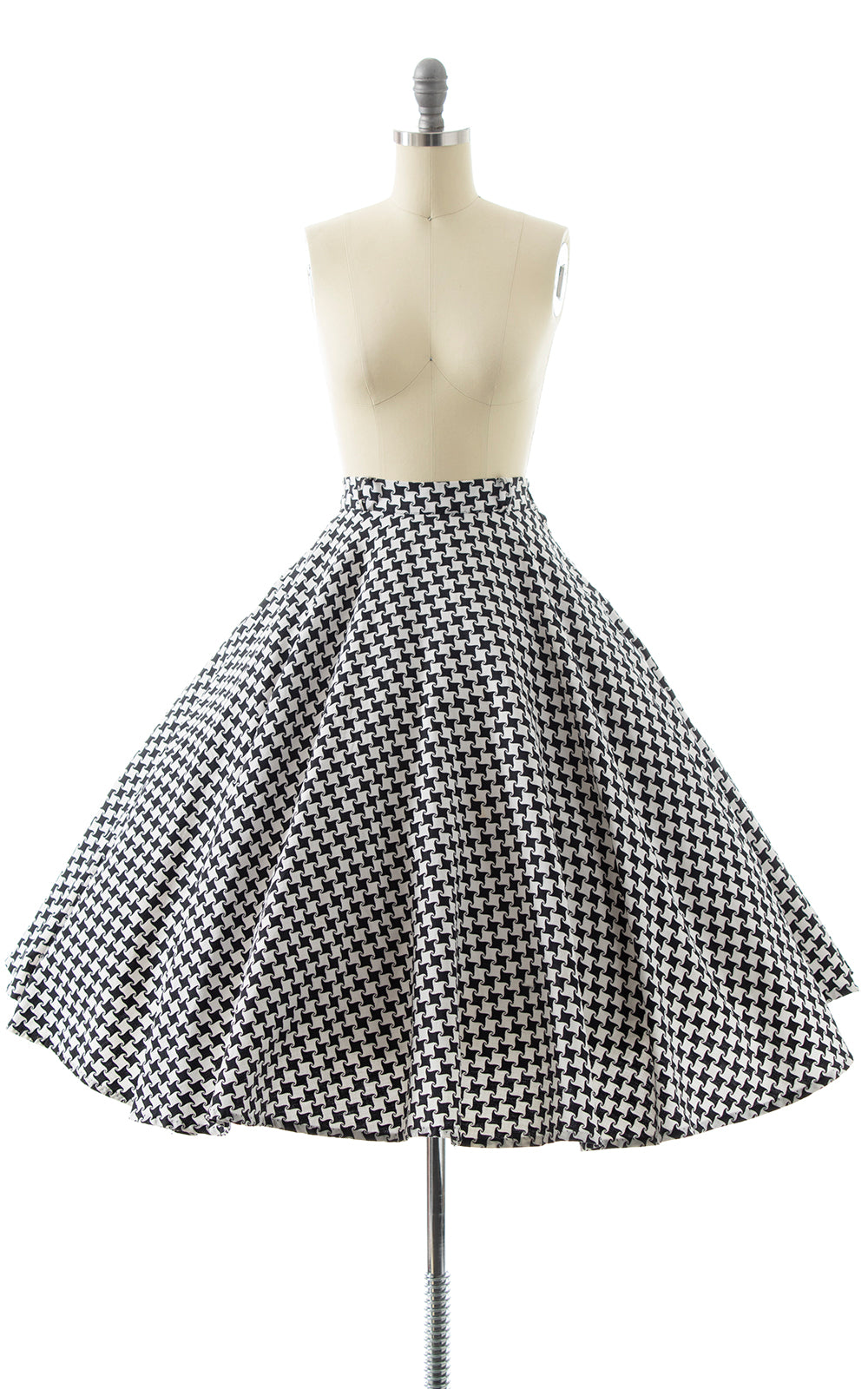 BLV x DEANNA || 1950s Houndstooth Cotton Circle Skirt | small
