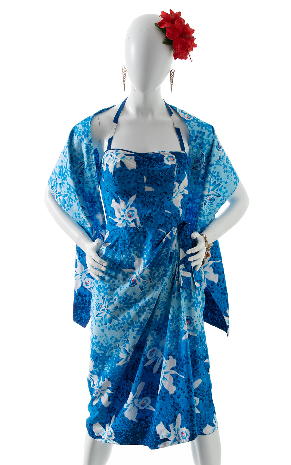 1950s Ombré Iris Smocked Sarong Dress with Wrap BirthdayLifeVintage