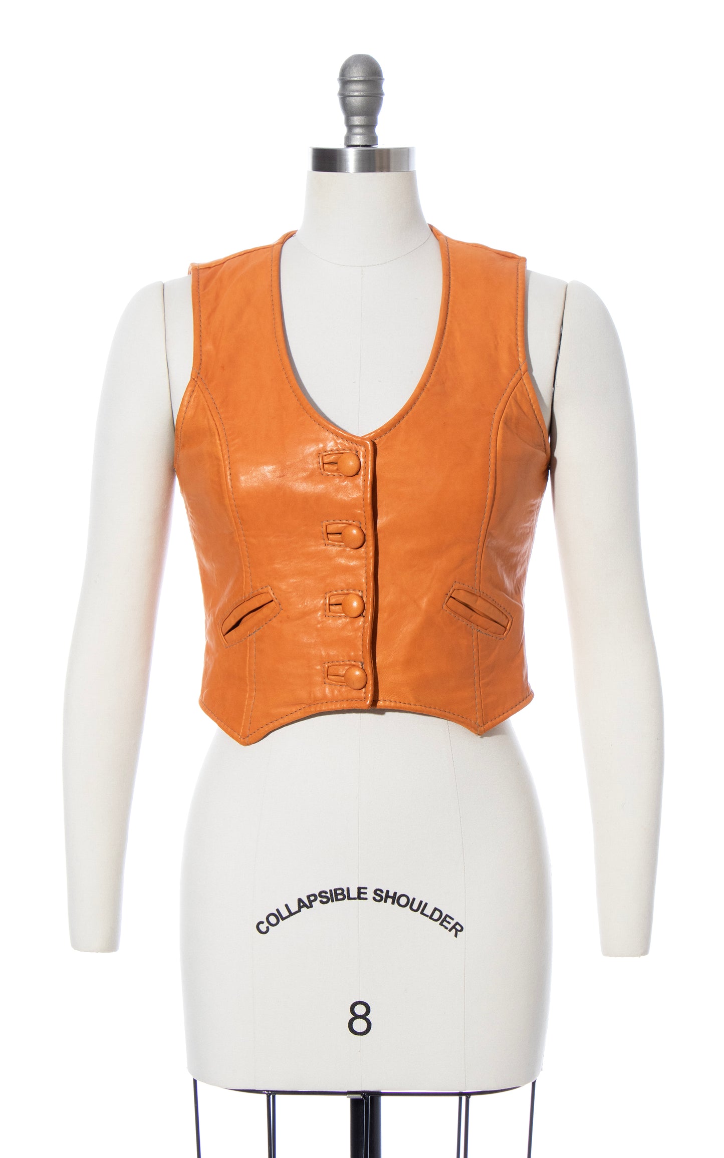 Vintage 70s 1970s Buttery Soft Brown Genuine Leather Cropped Boho Vest BirthdayLifeVintage