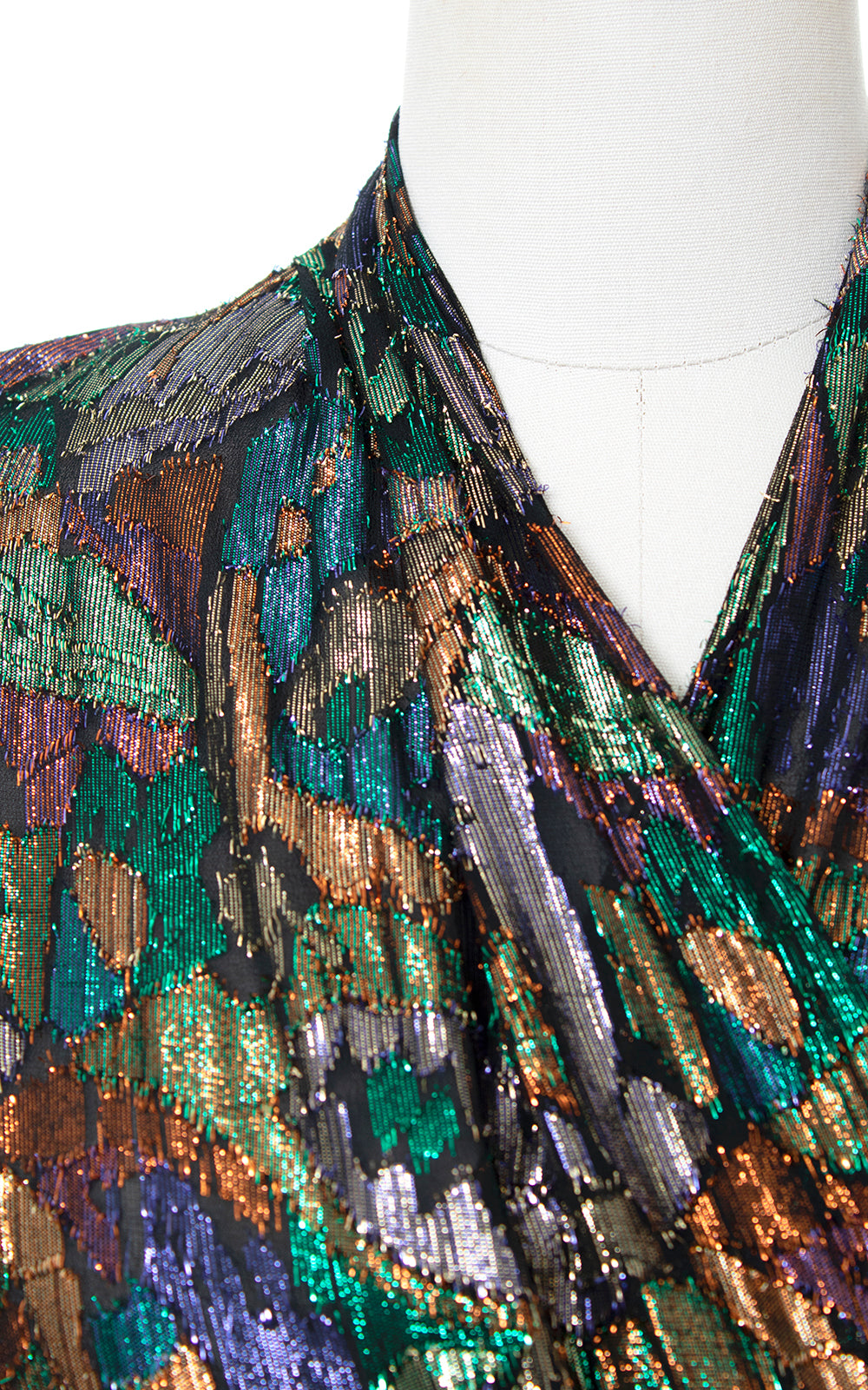 1980s Metallic Eyelash Cropped Wrap Top | small/medium