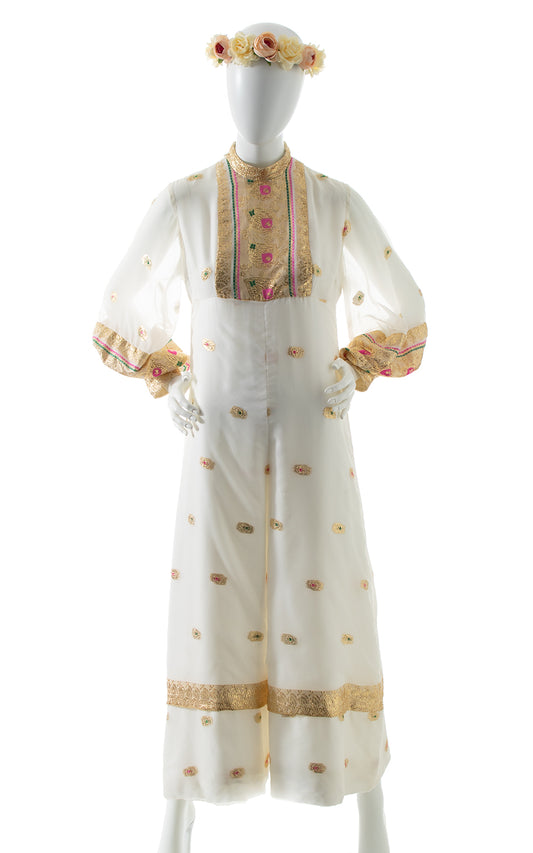 1960s Metallic Chiffon Jumpsuit BirthdayLifeVintage