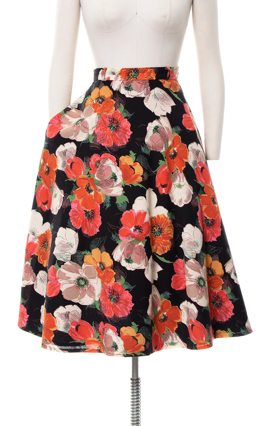 1970s Poppies Swing Skirt with Pocket | medium