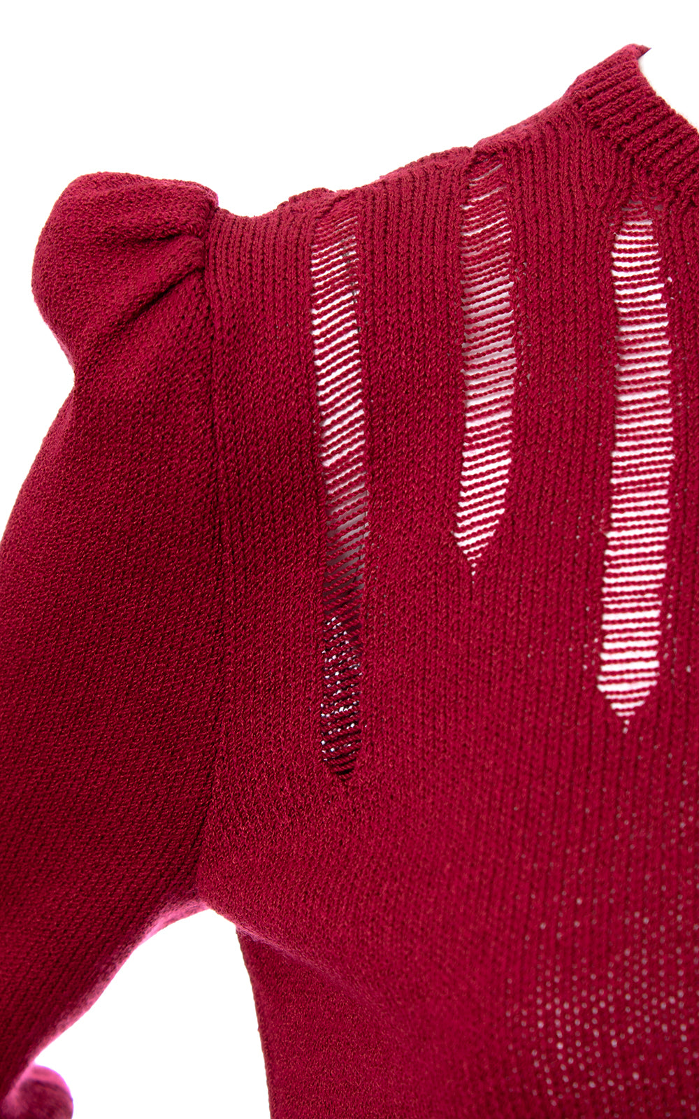 1970s ST JOHN Burgundy Open Knit Sweater & Pants | small/medium
