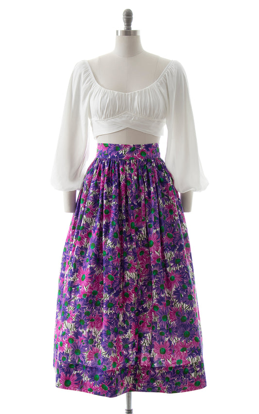1980s does 1950s Floral Cotton Skirt BirthdayLifeVintage