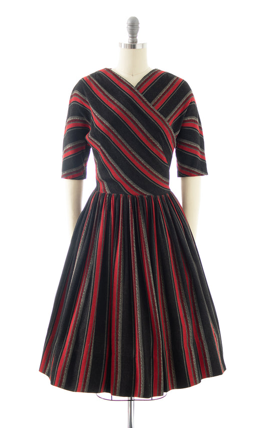 1950s Striped Wool Dress | small